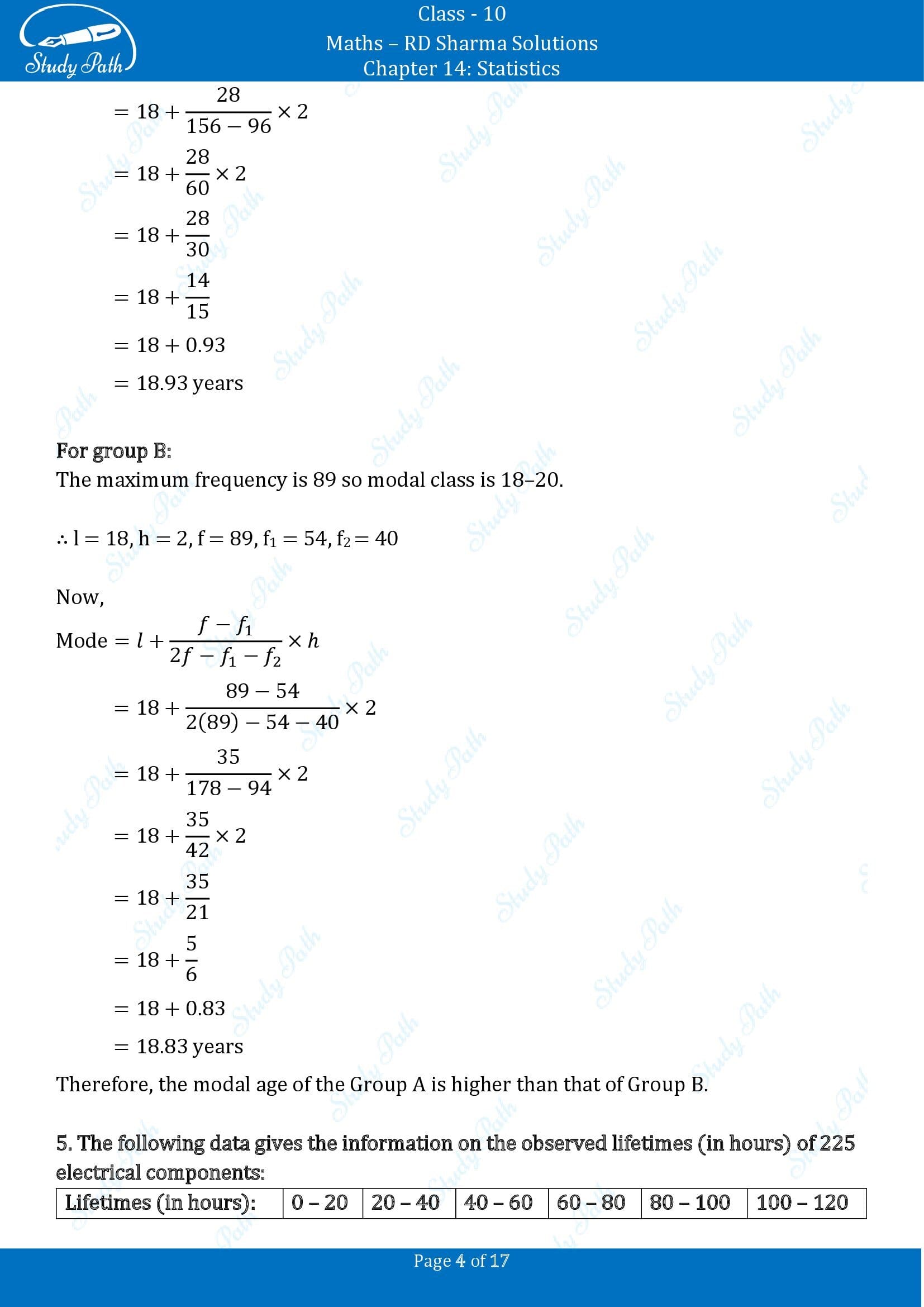 RD Sharma Solutions Class 10 Chapter 14 Statistics Exercise 14.5 00004