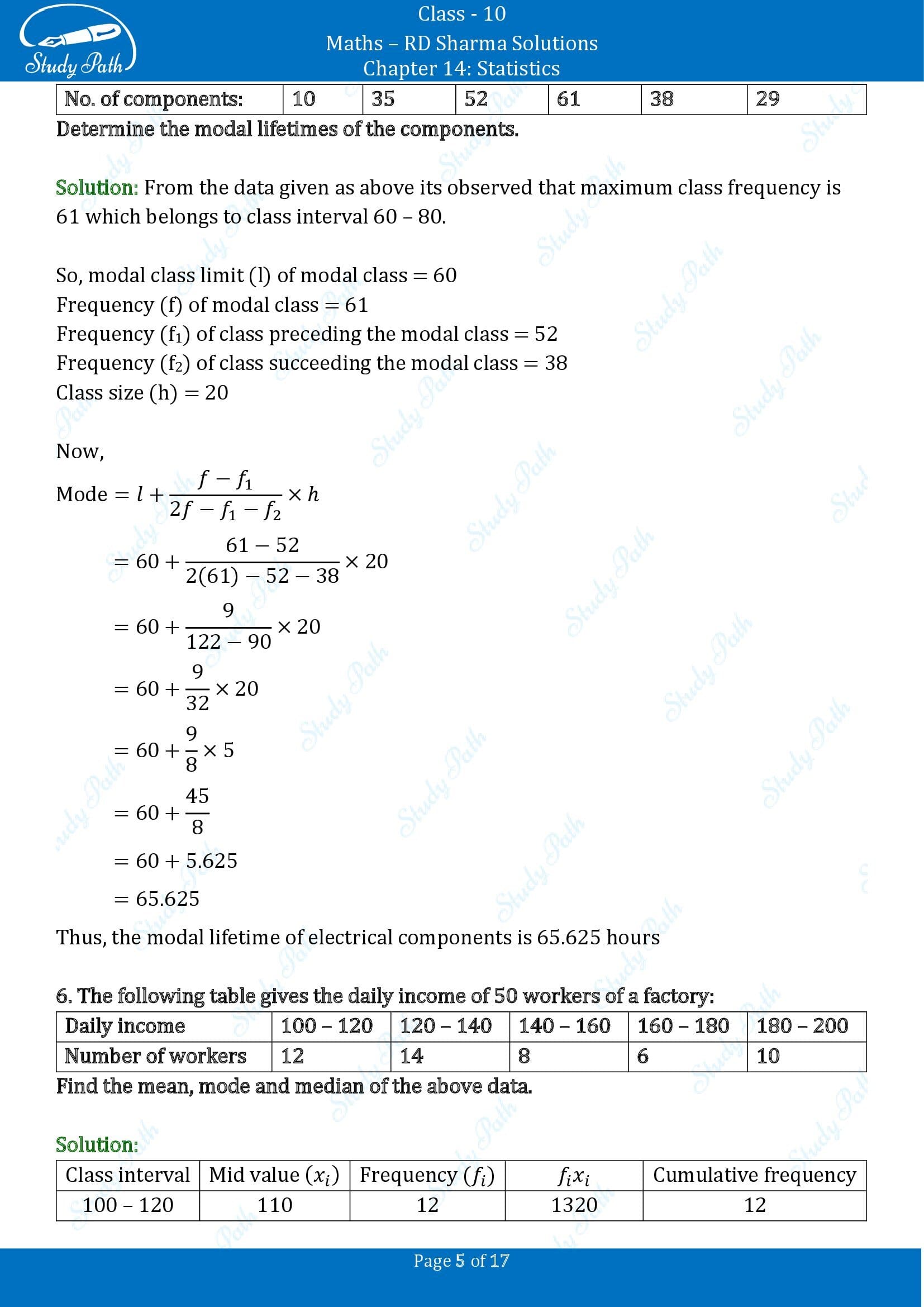 RD Sharma Solutions Class 10 Chapter 14 Statistics Exercise 14.5 00005