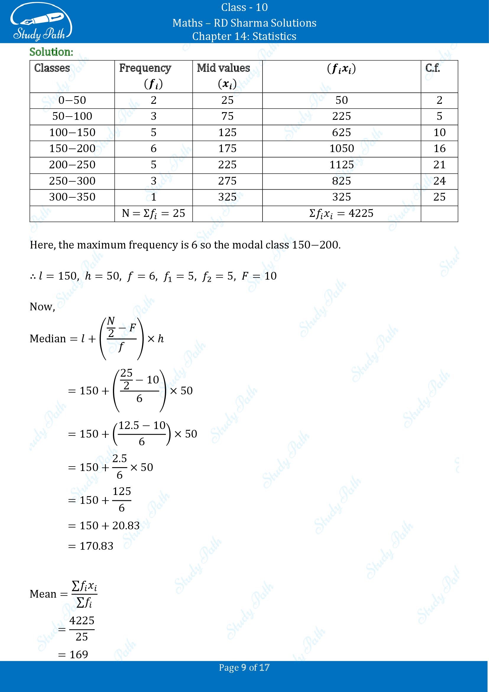 RD Sharma Solutions Class 10 Chapter 14 Statistics Exercise 14.5 00009