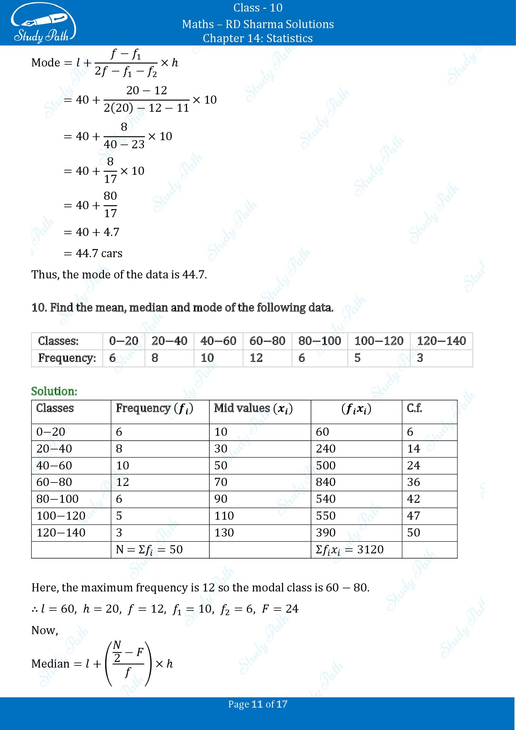 RD Sharma Solutions Class 10 Chapter 14 Statistics Exercise 14.5 00011