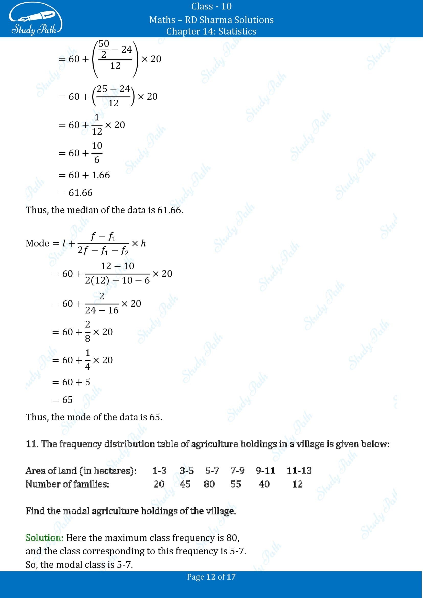 RD Sharma Solutions Class 10 Chapter 14 Statistics Exercise 14.5 00012