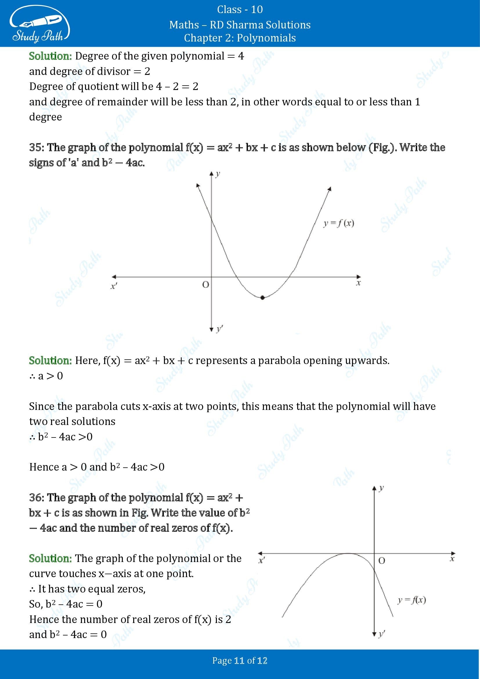 RD Sharma Solutions Class 10 Chapter 2 Polynomials Very Short Answer Type Questions VSAQs 00011