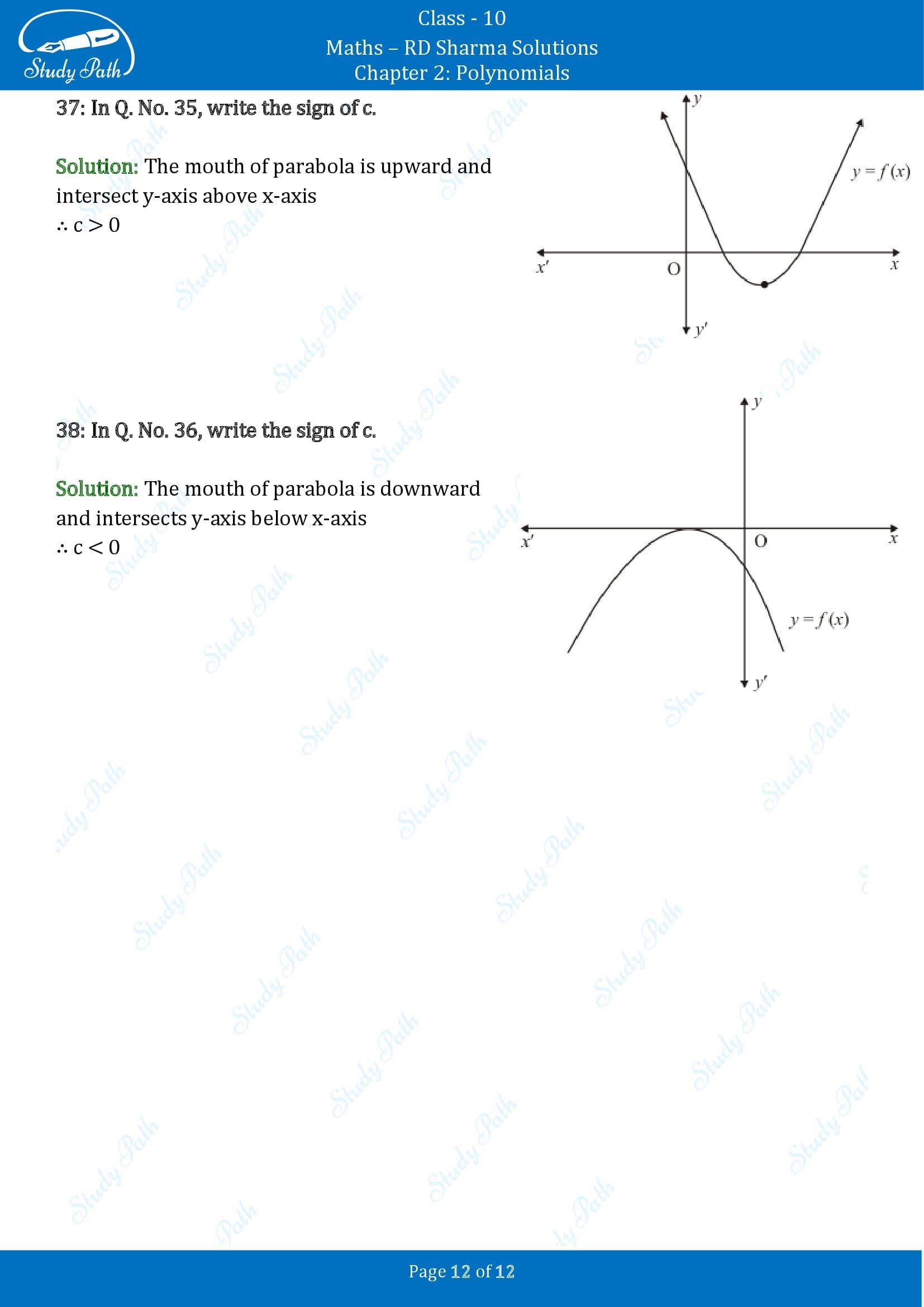 RD Sharma Solutions Class 10 Chapter 2 Polynomials Very Short Answer Type Questions VSAQs 00012