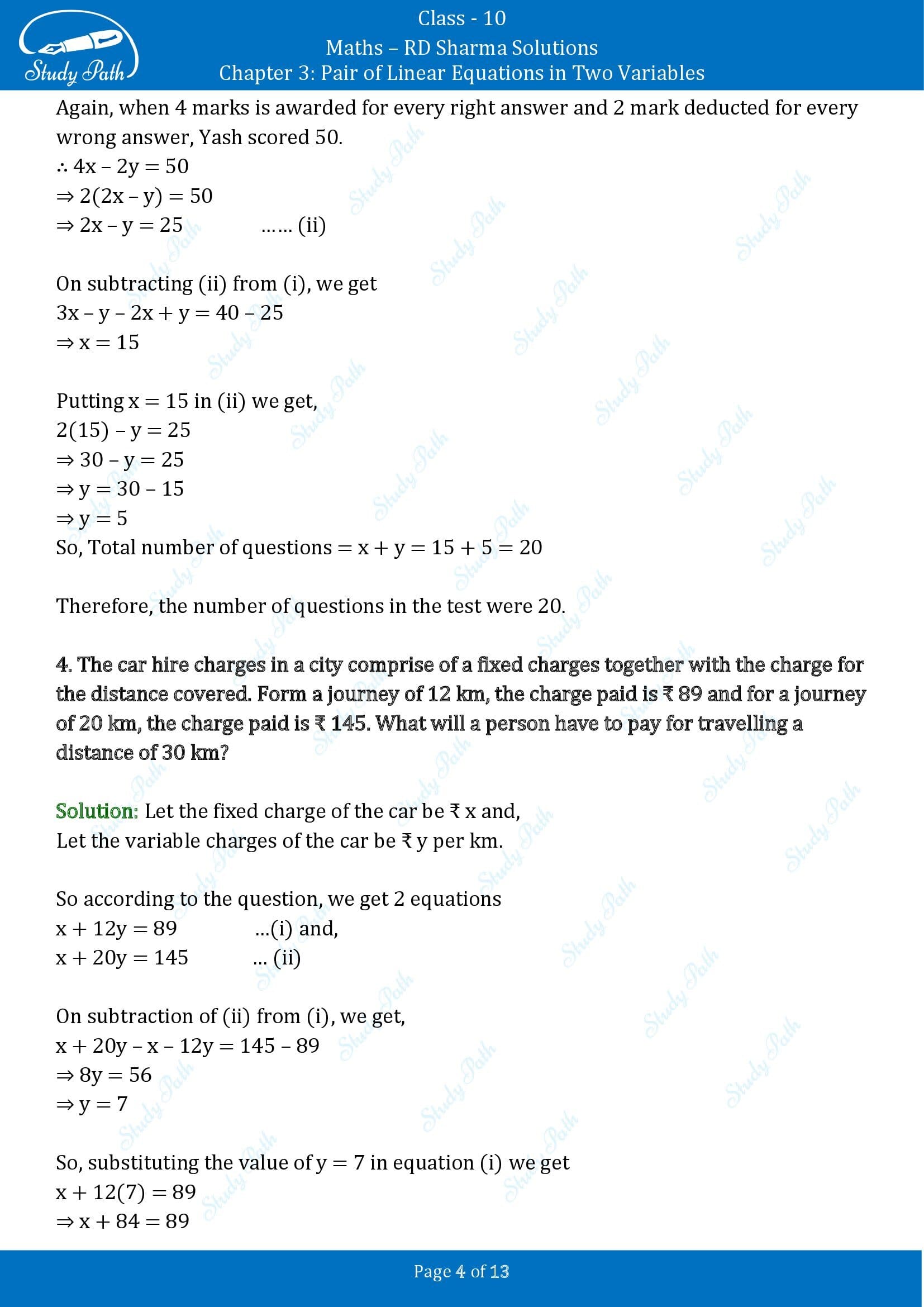 RD Sharma Solutions Class 10 Chapter 3 Pair of Linear Equations in Two Variables Exercise 3.10 00004