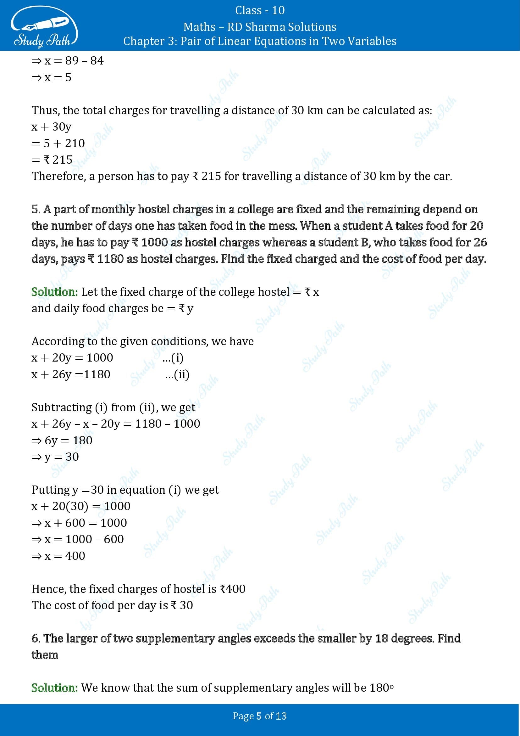 RD Sharma Solutions Class 10 Chapter 3 Pair of Linear Equations in Two Variables Exercise 3.10 00005