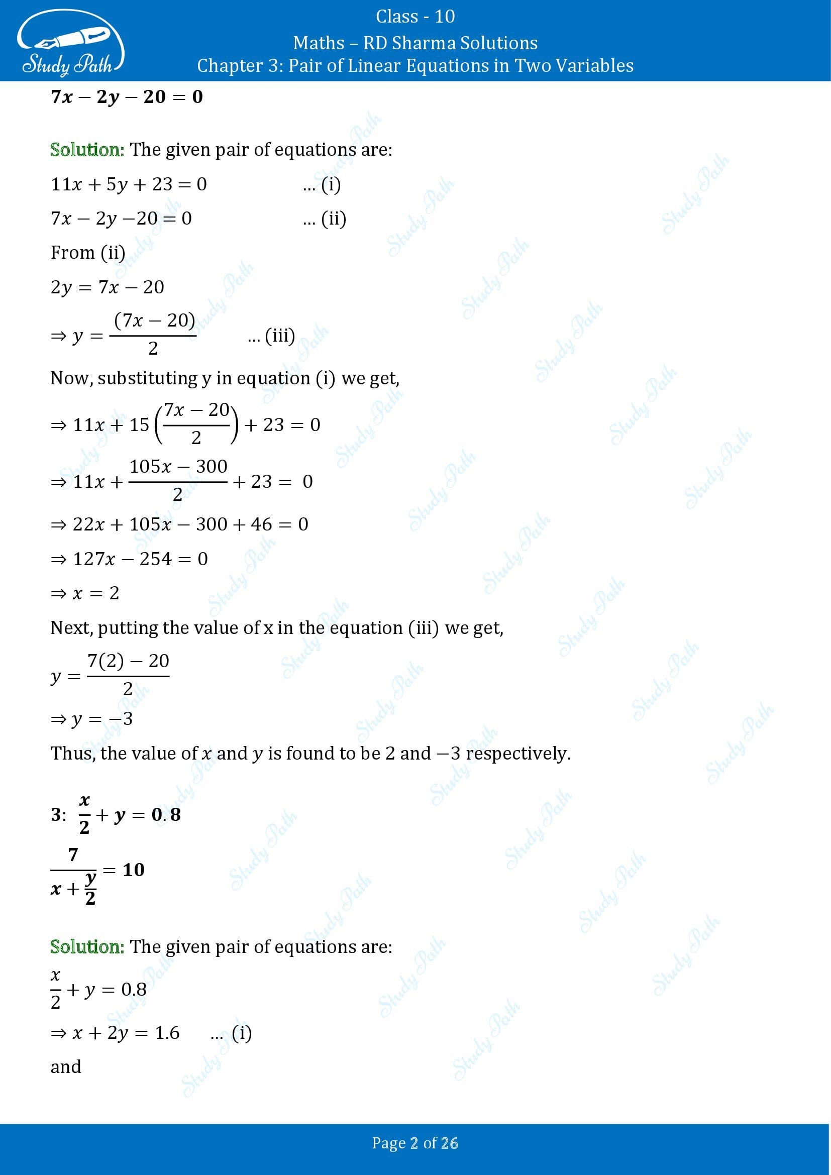 RD Sharma Solutions Class 10 Chapter 3 Pair of Linear Equations in Two Variables Exercise 3.3 00002