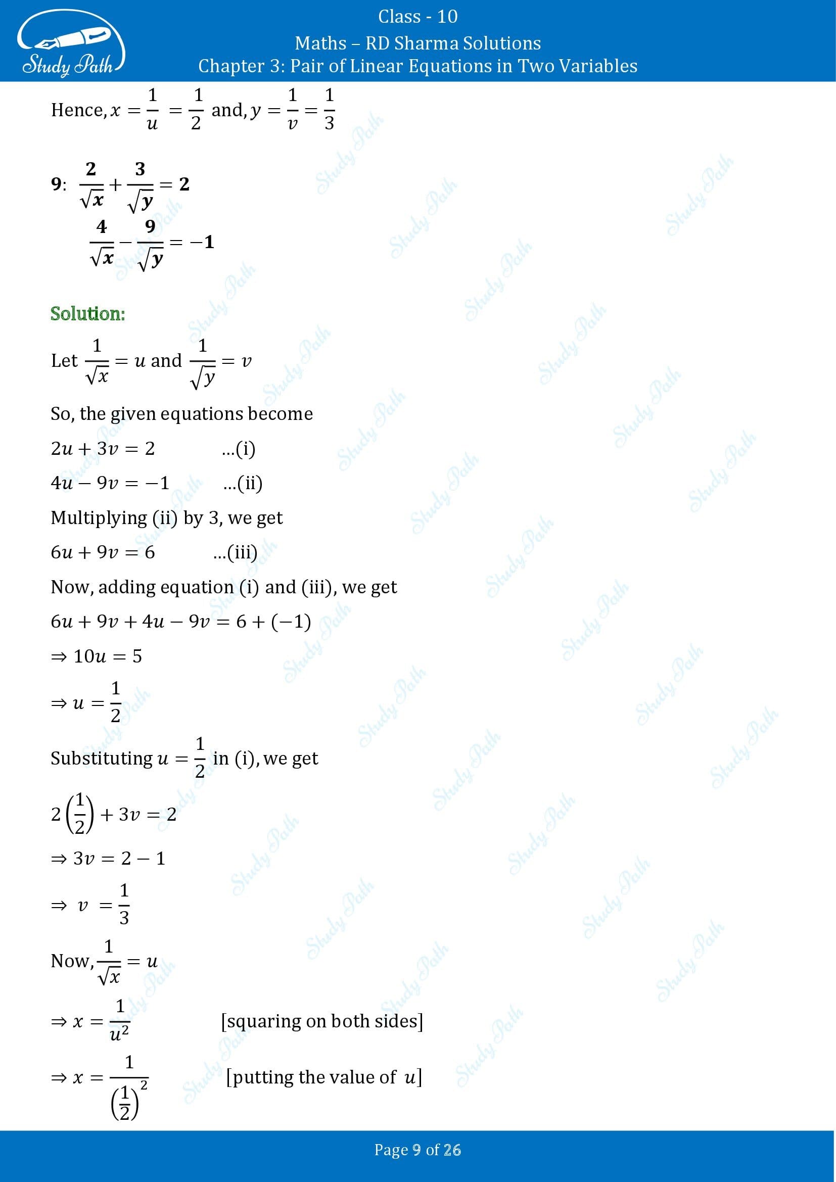 RD Sharma Solutions Class 10 Chapter 3 Pair of Linear Equations in Two Variables Exercise 3.3 00009