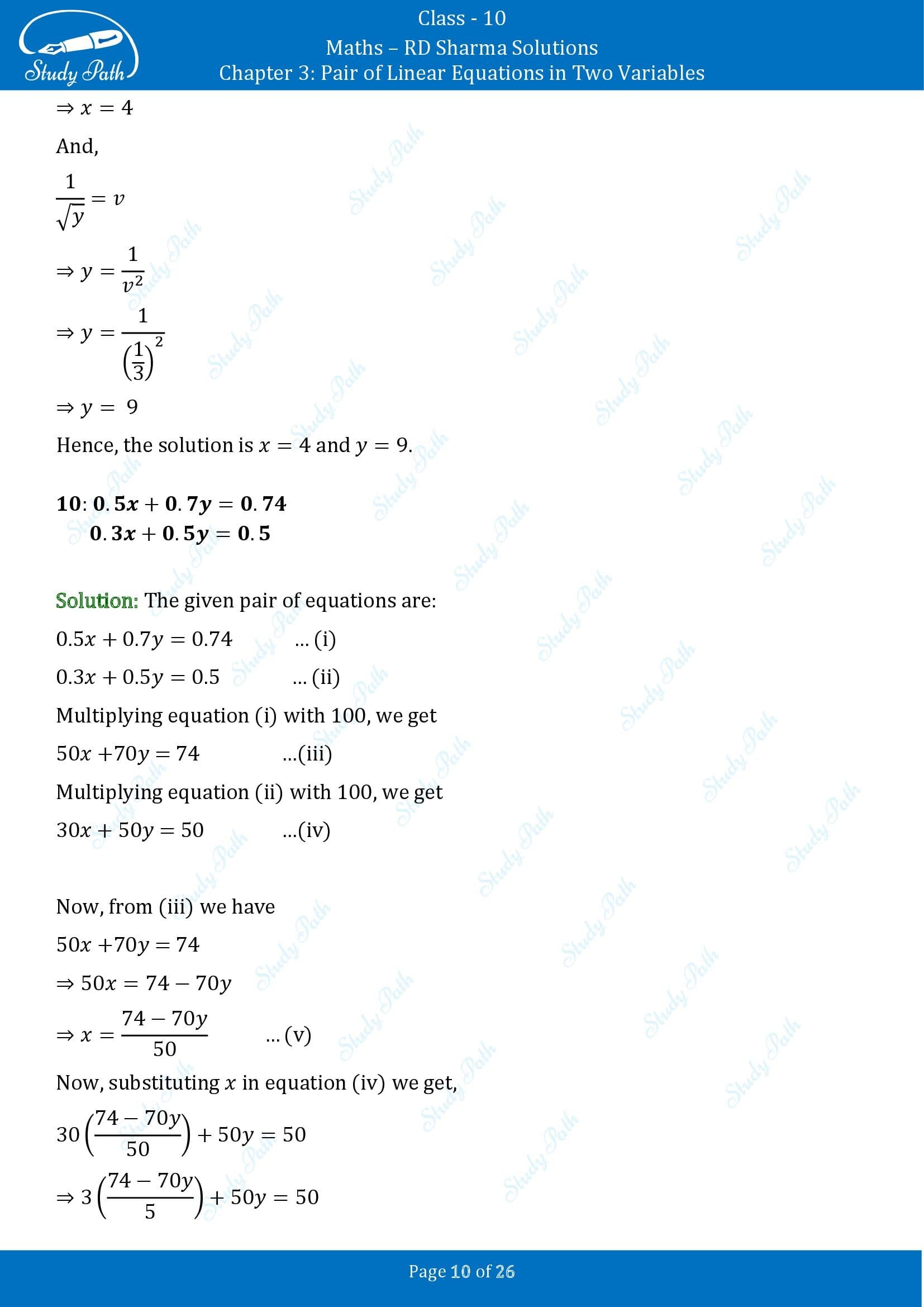 RD Sharma Solutions Class 10 Chapter 3 Pair of Linear Equations in Two Variables Exercise 3.3 00010