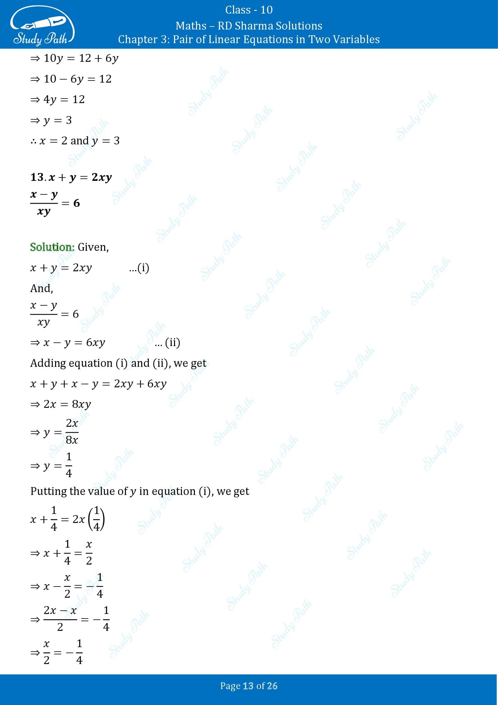 RD Sharma Solutions Class 10 Chapter 3 Pair of Linear Equations in Two Variables Exercise 3.3 00013