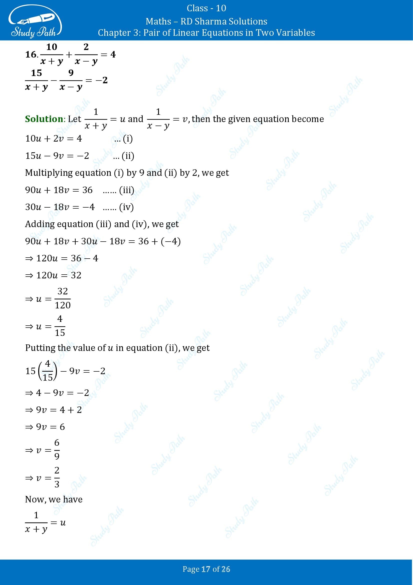 RD Sharma Solutions Class 10 Chapter 3 Pair of Linear Equations in Two Variables Exercise 3.3 00017