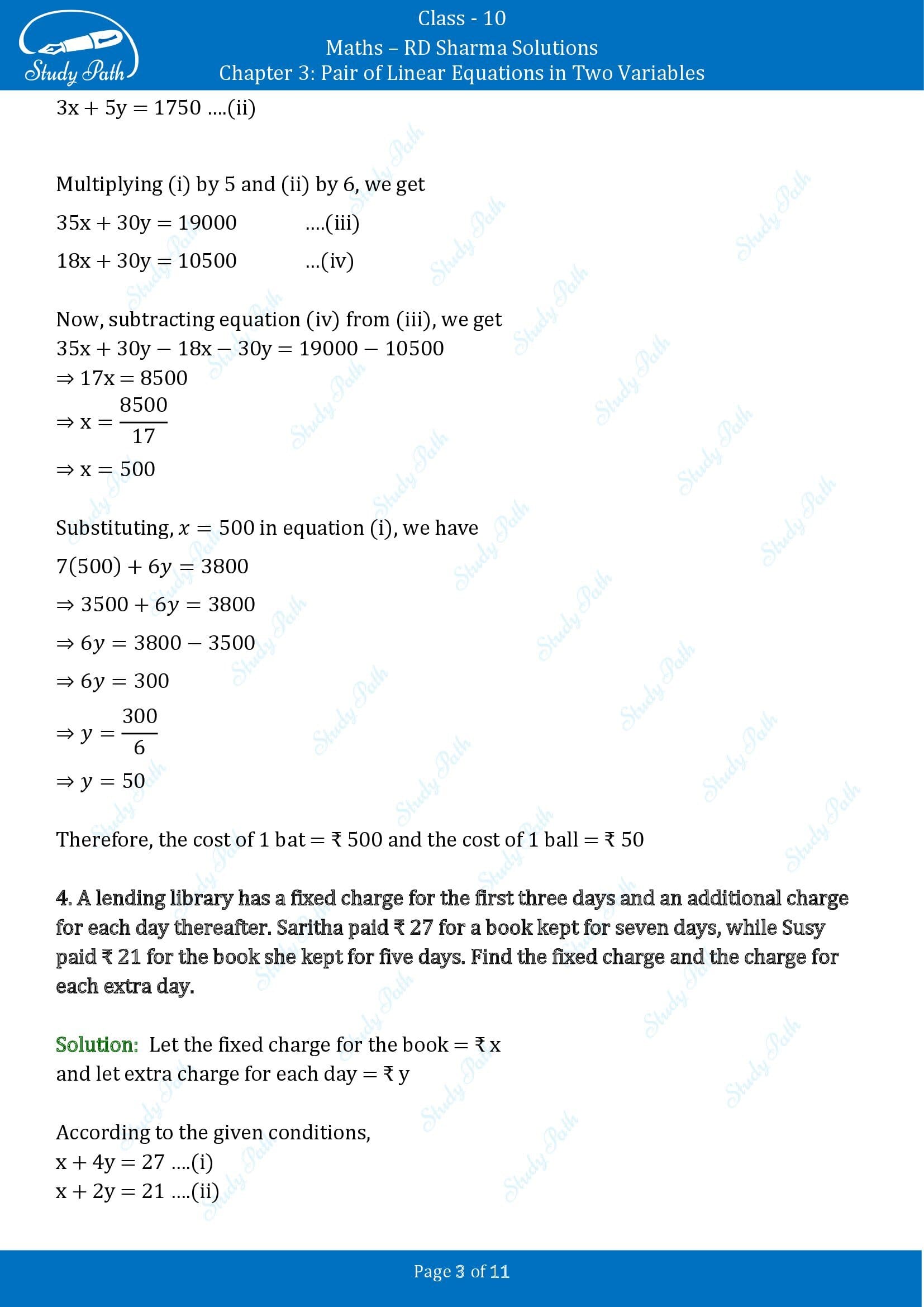 RD Sharma Solutions Class 10 Chapter 3 Pair of Linear Equations in Two Variables Exercise 3.5 00003