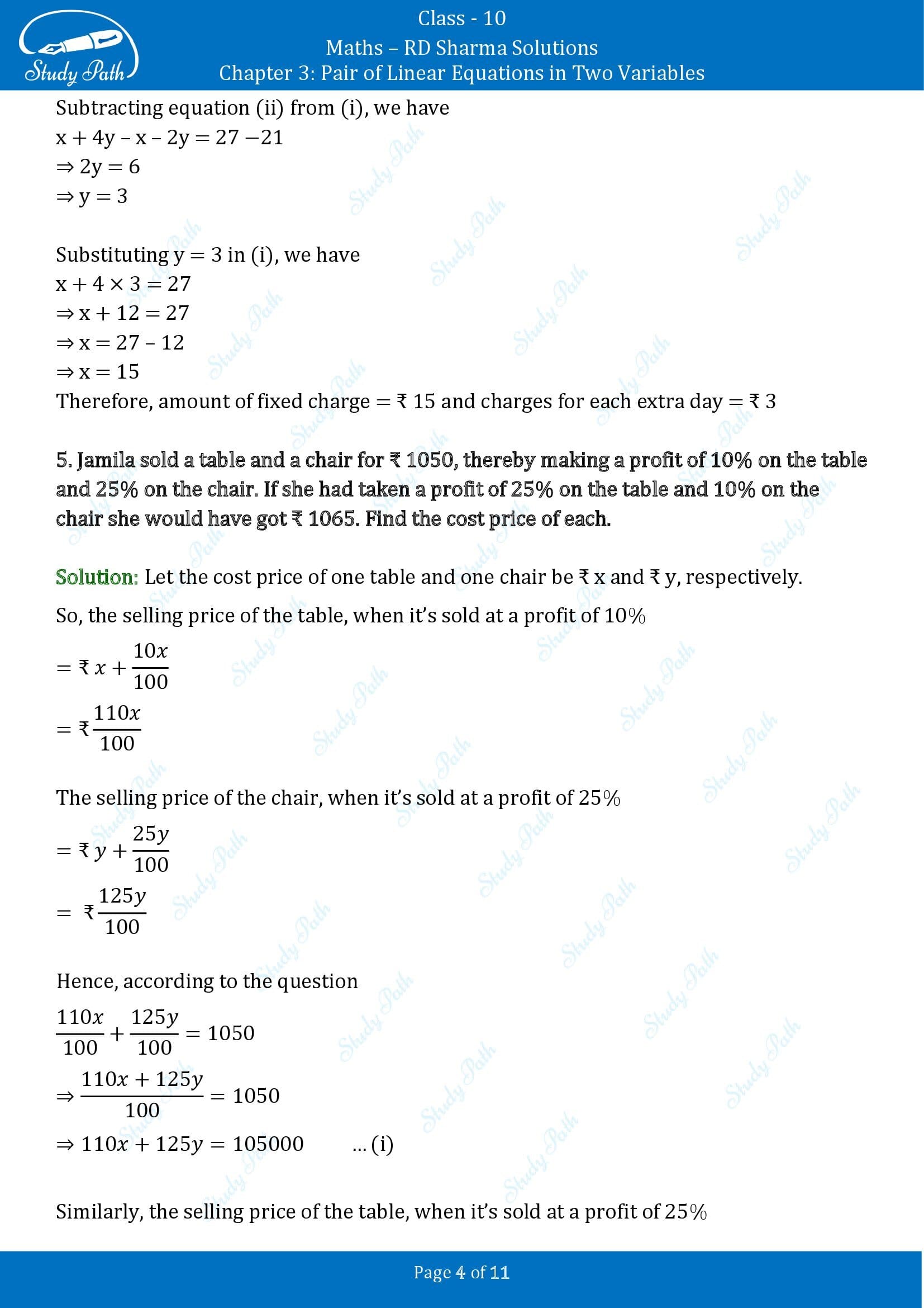 RD Sharma Solutions Class 10 Chapter 3 Pair of Linear Equations in Two Variables Exercise 3.5 00004