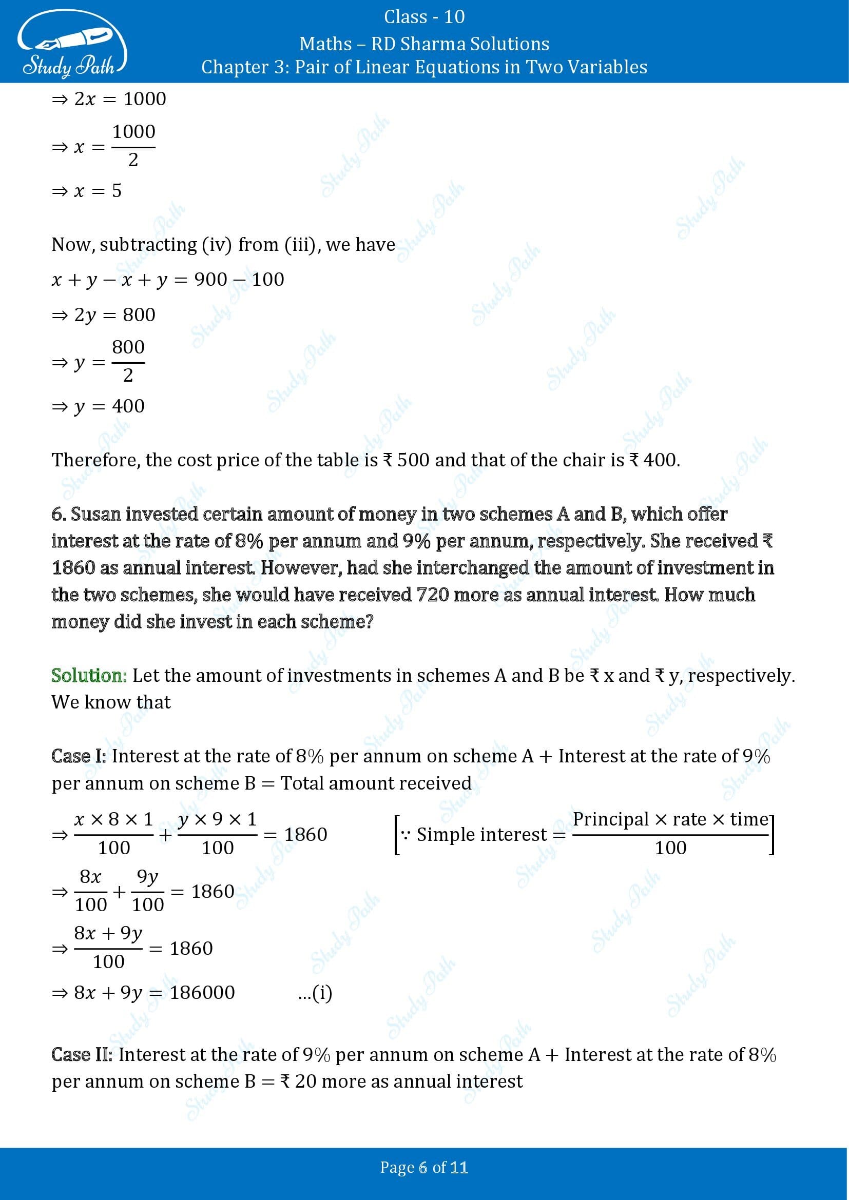 RD Sharma Solutions Class 10 Chapter 3 Pair of Linear Equations in Two Variables Exercise 3.5 00006