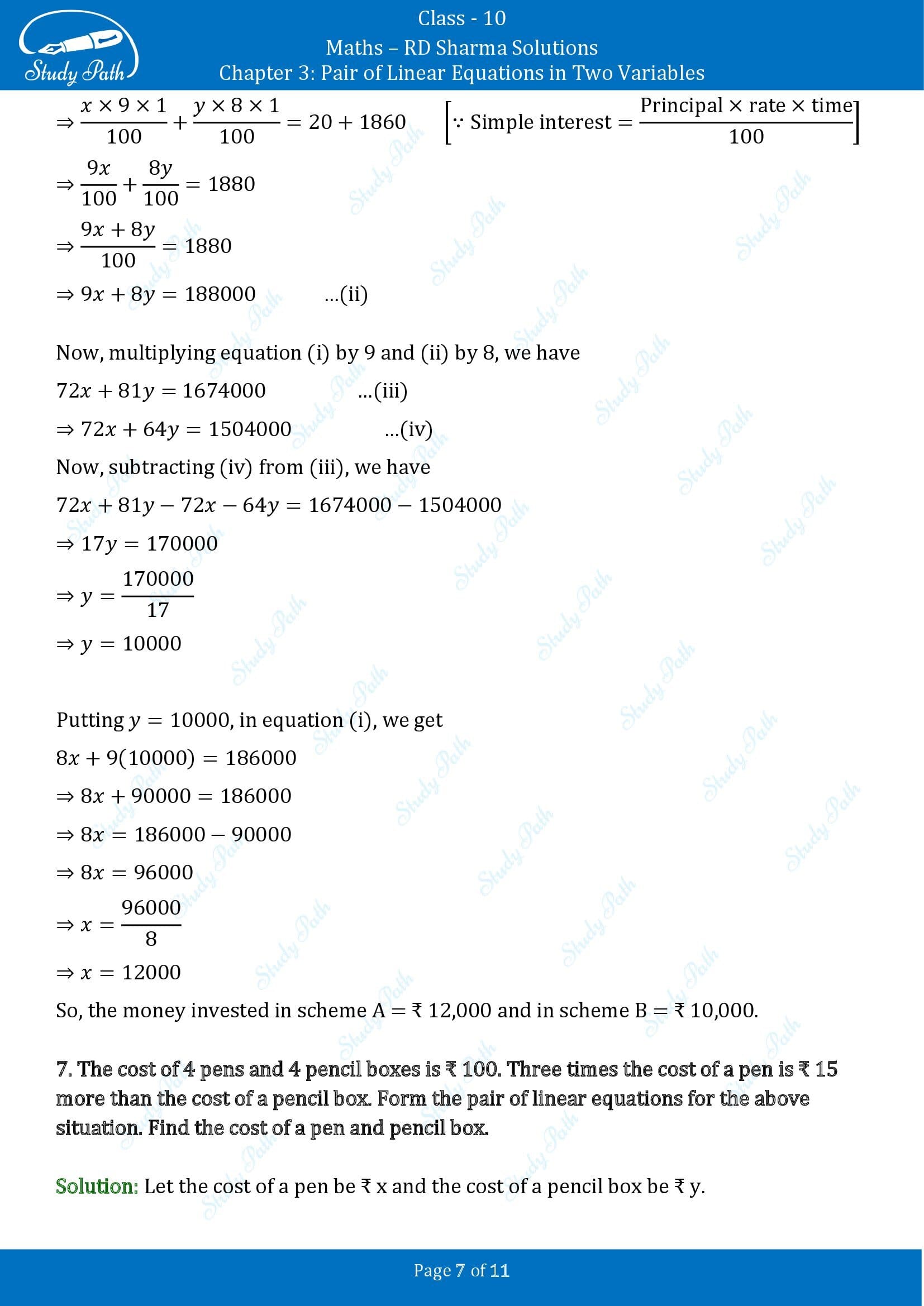 RD Sharma Solutions Class 10 Chapter 3 Pair of Linear Equations in Two Variables Exercise 3.5 00007