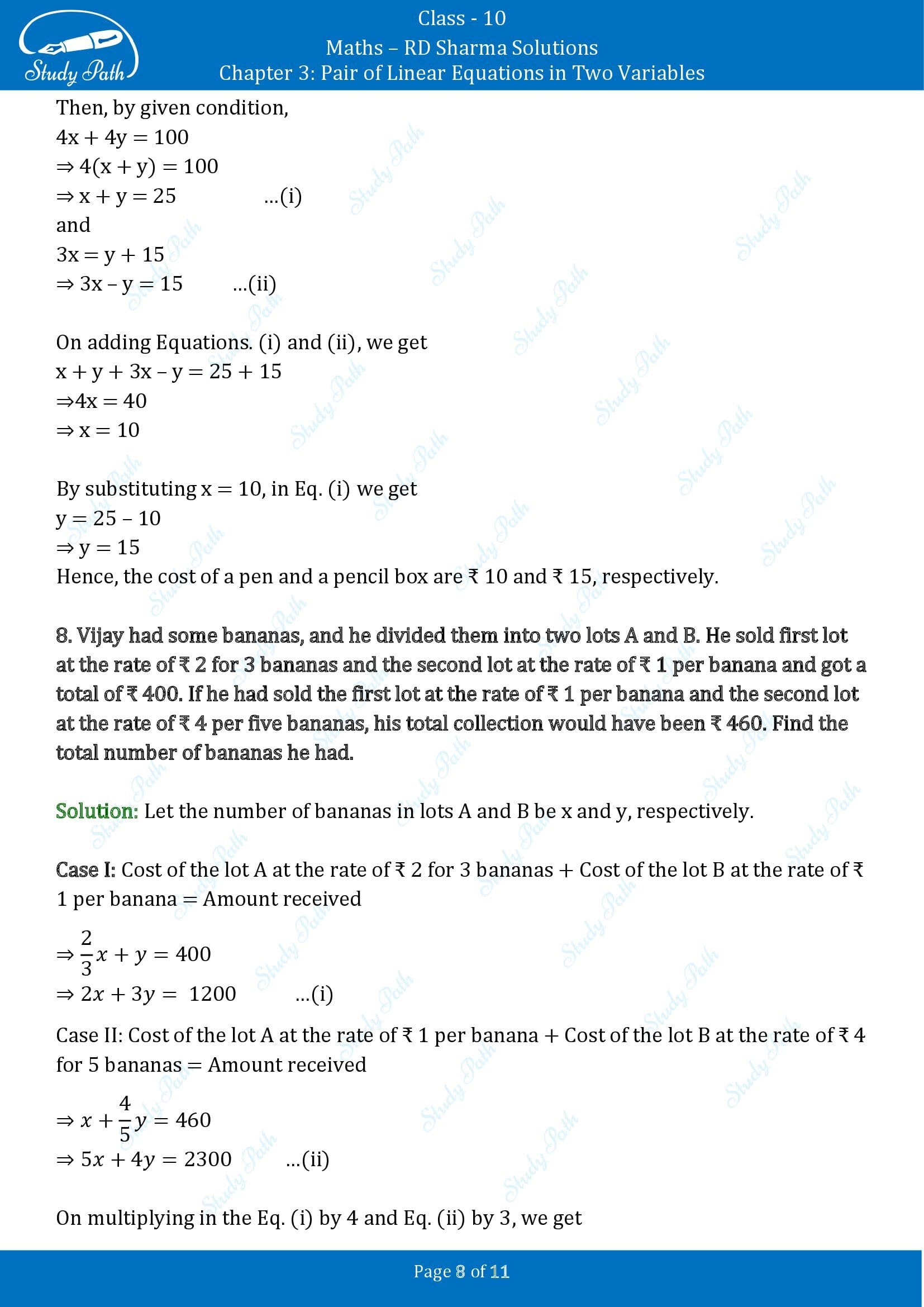 RD Sharma Solutions Class 10 Chapter 3 Pair of Linear Equations in Two Variables Exercise 3.5 00008