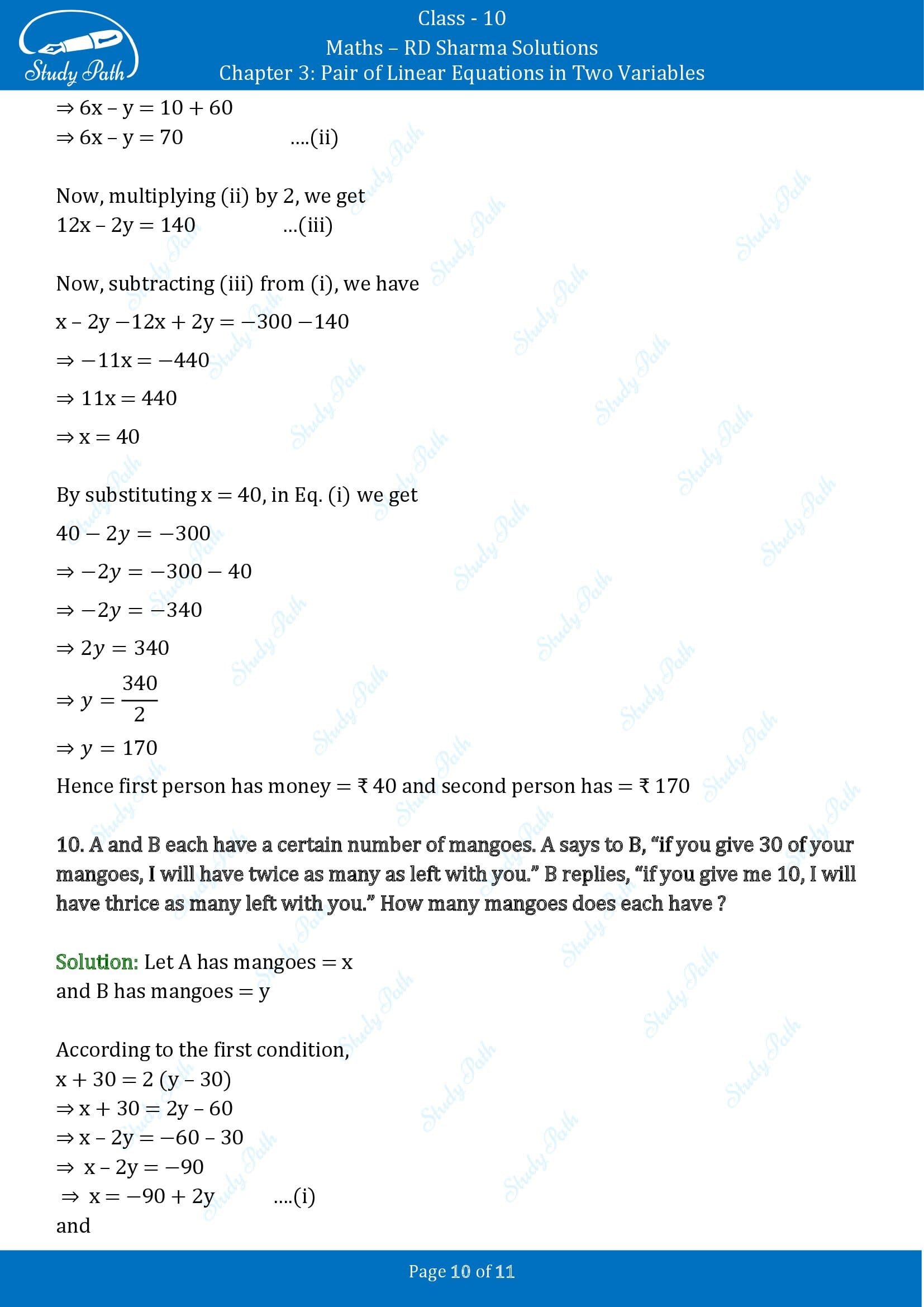 RD Sharma Solutions Class 10 Chapter 3 Pair of Linear Equations in Two Variables Exercise 3.5 00010