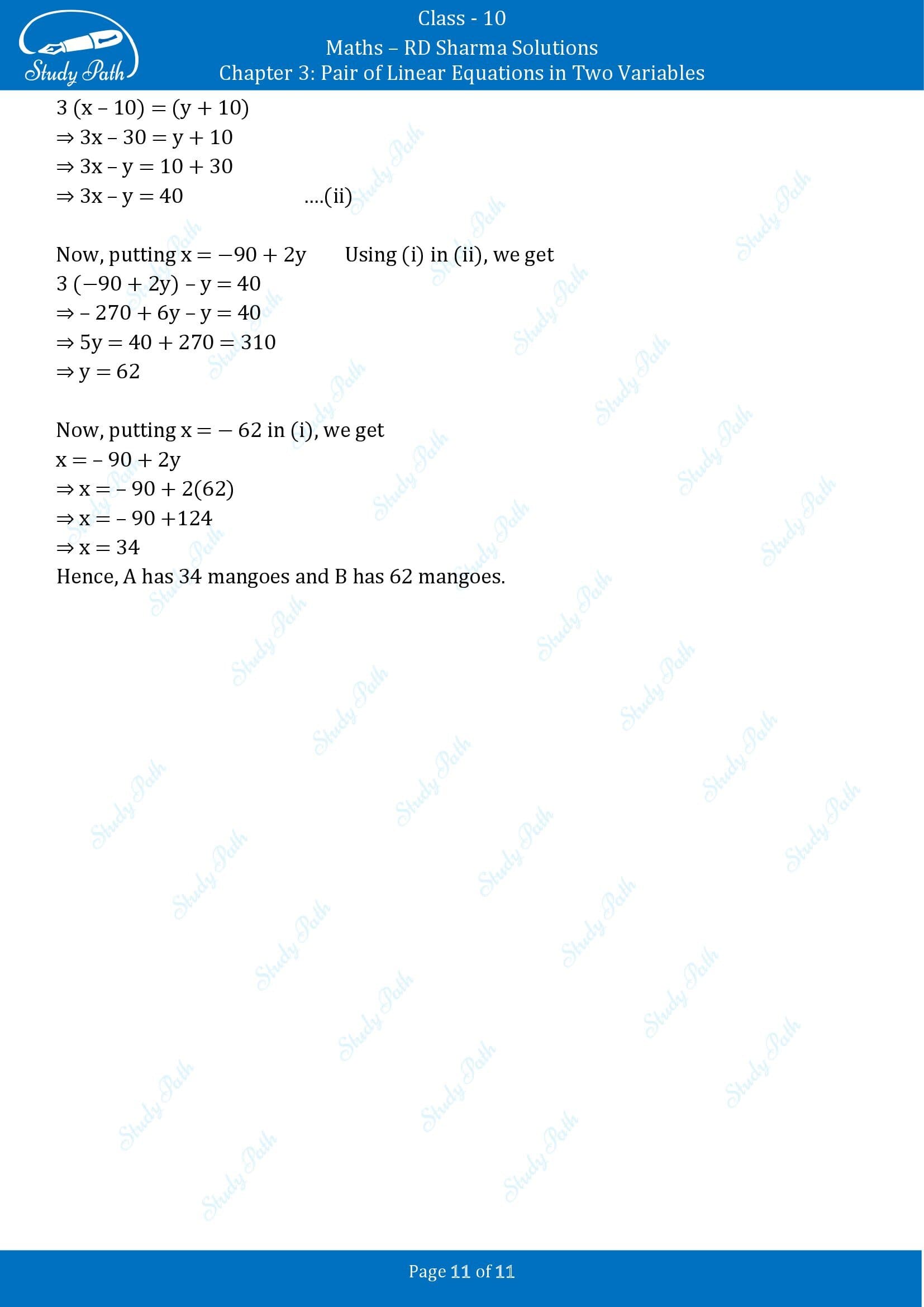 RD Sharma Solutions Class 10 Chapter 3 Pair of Linear Equations in Two Variables Exercise 3.5 00011