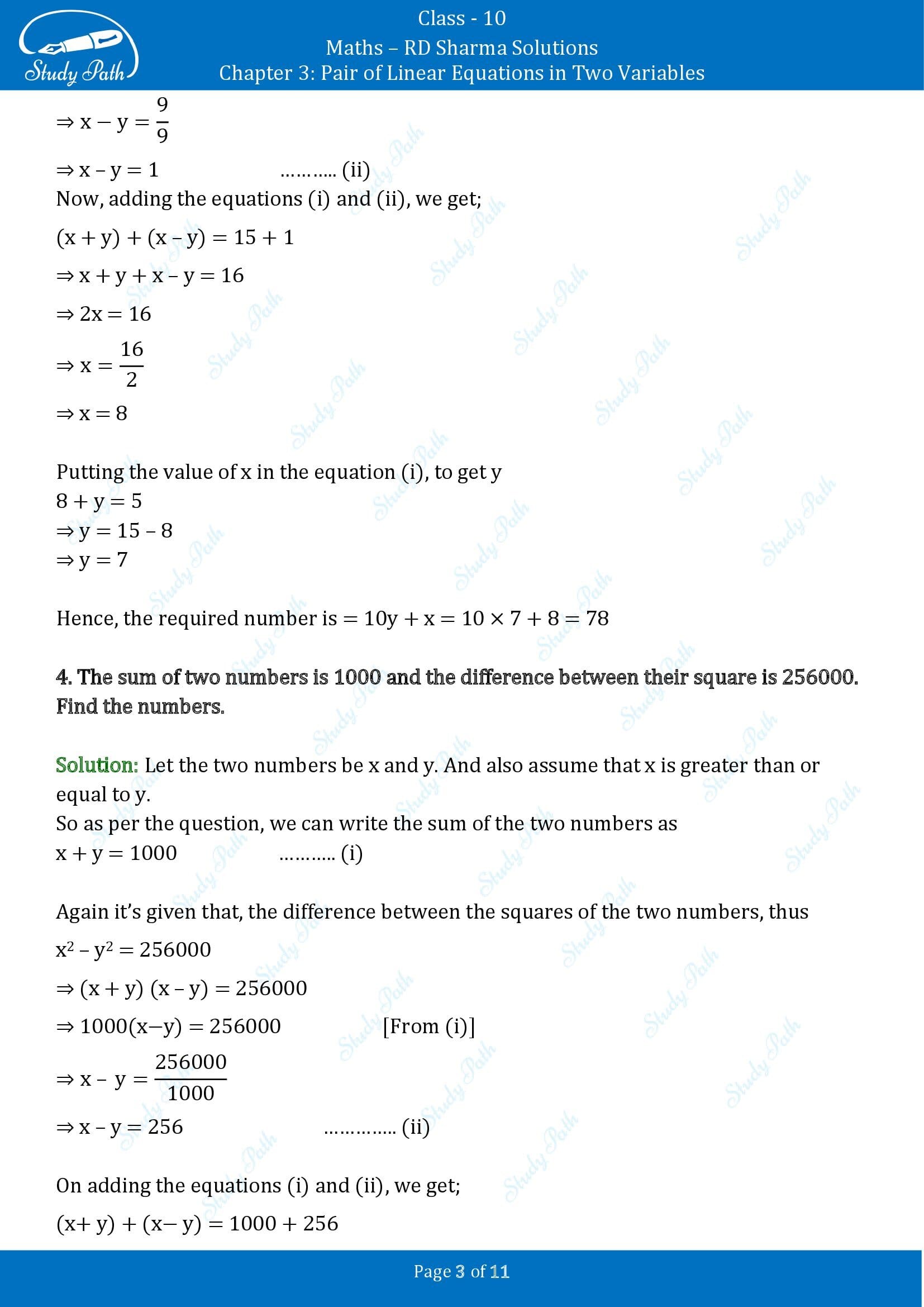 RD Sharma Solutions Class 10 Chapter 3 Pair of Linear Equations in Two Variables Exercise 3.6 00003