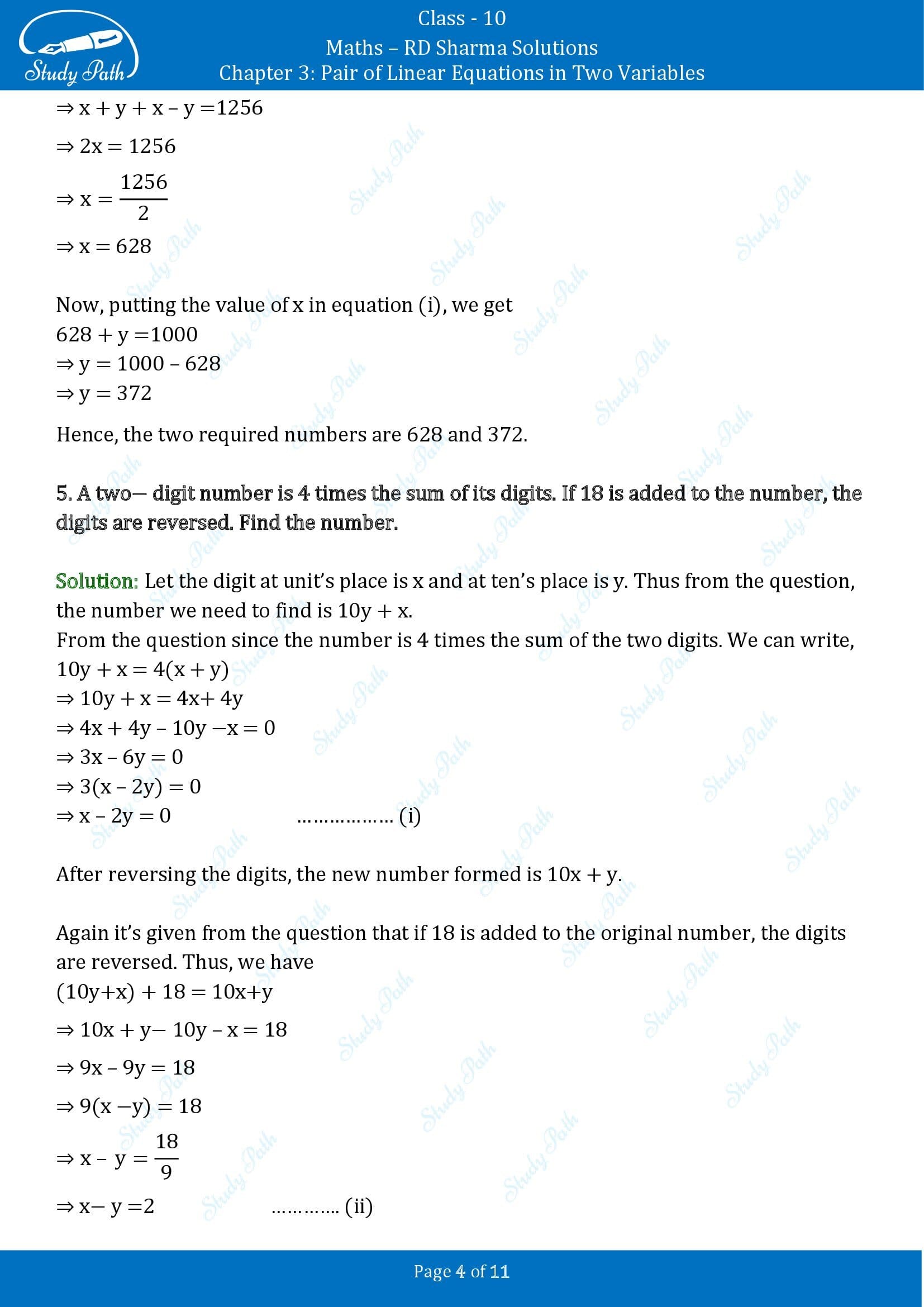 RD Sharma Solutions Class 10 Chapter 3 Pair of Linear Equations in Two Variables Exercise 3.6 00004