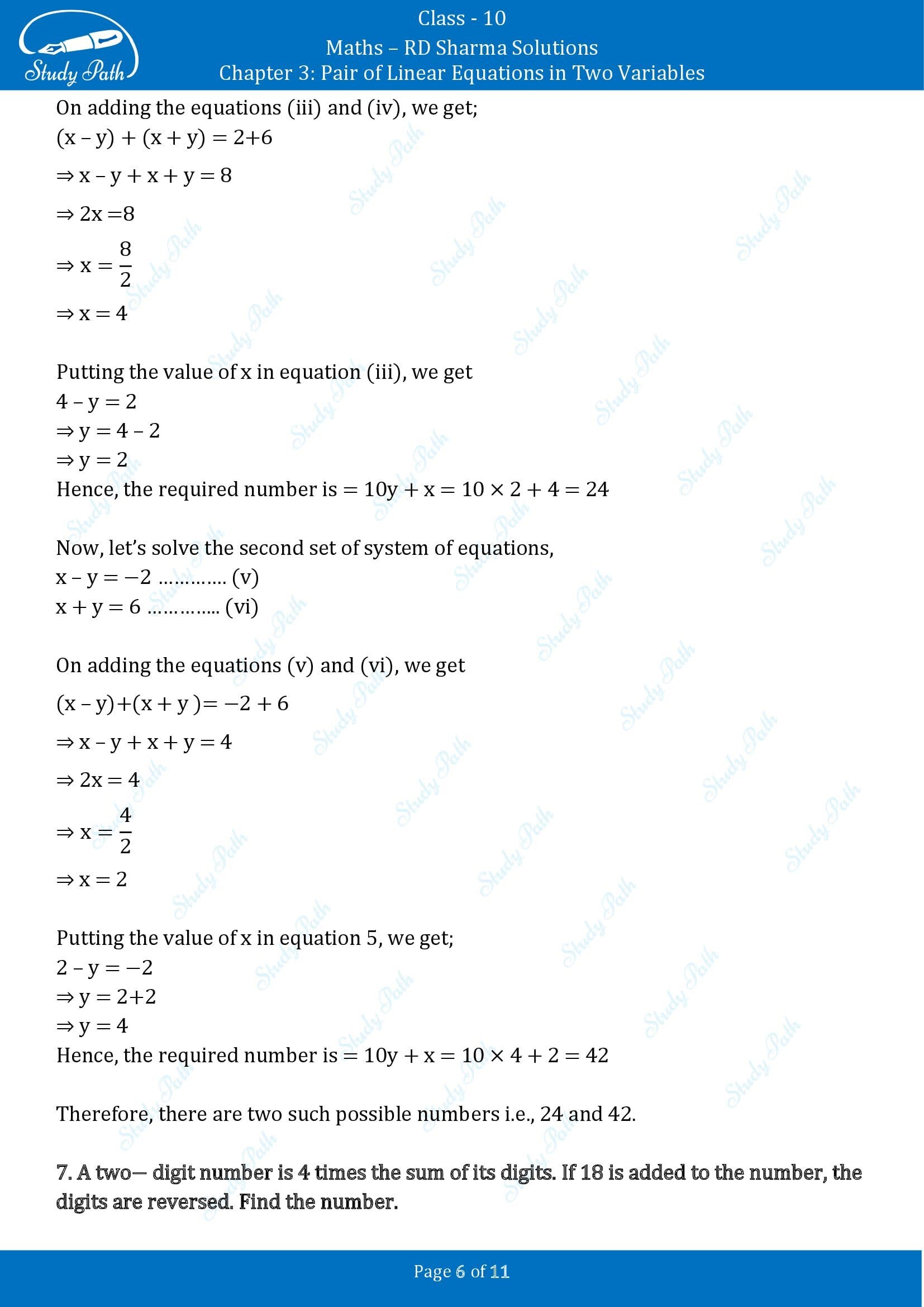 RD Sharma Solutions Class 10 Chapter 3 Pair of Linear Equations in Two Variables Exercise 3.6 00006