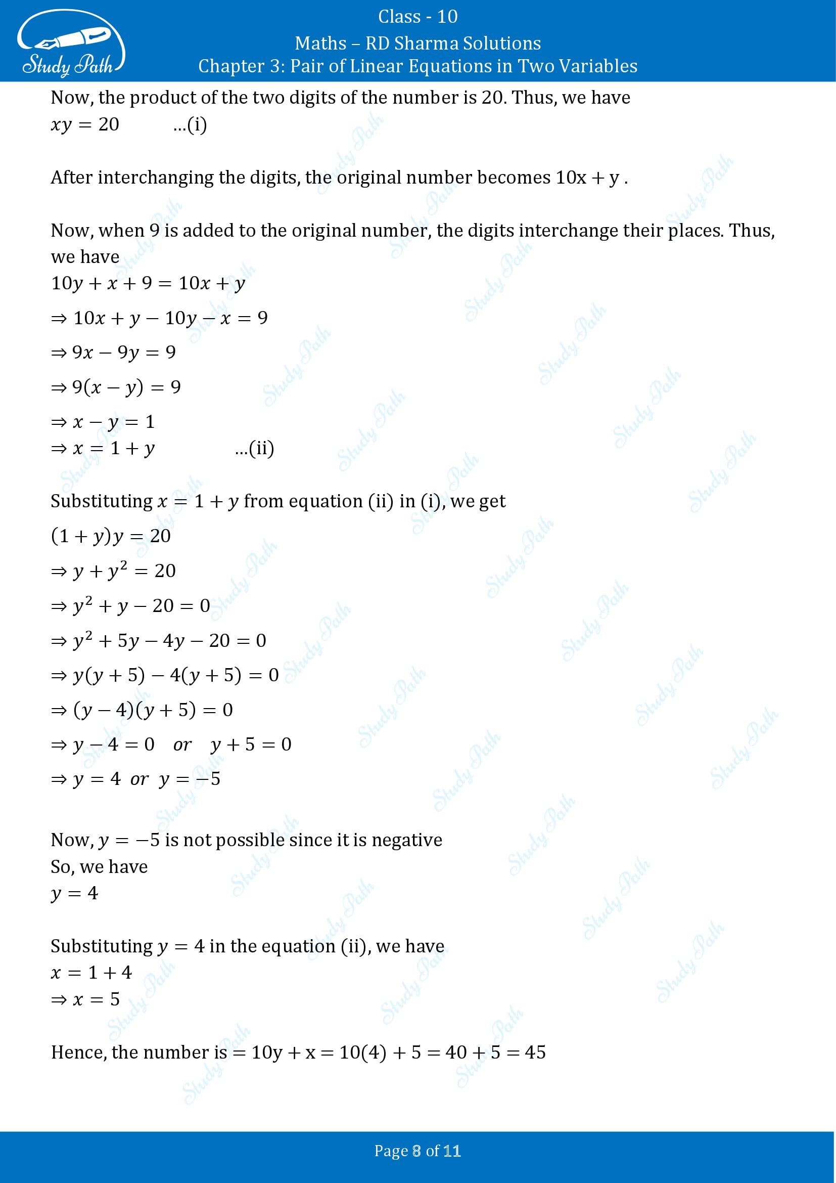 RD Sharma Solutions Class 10 Chapter 3 Pair of Linear Equations in Two Variables Exercise 3.6 00008