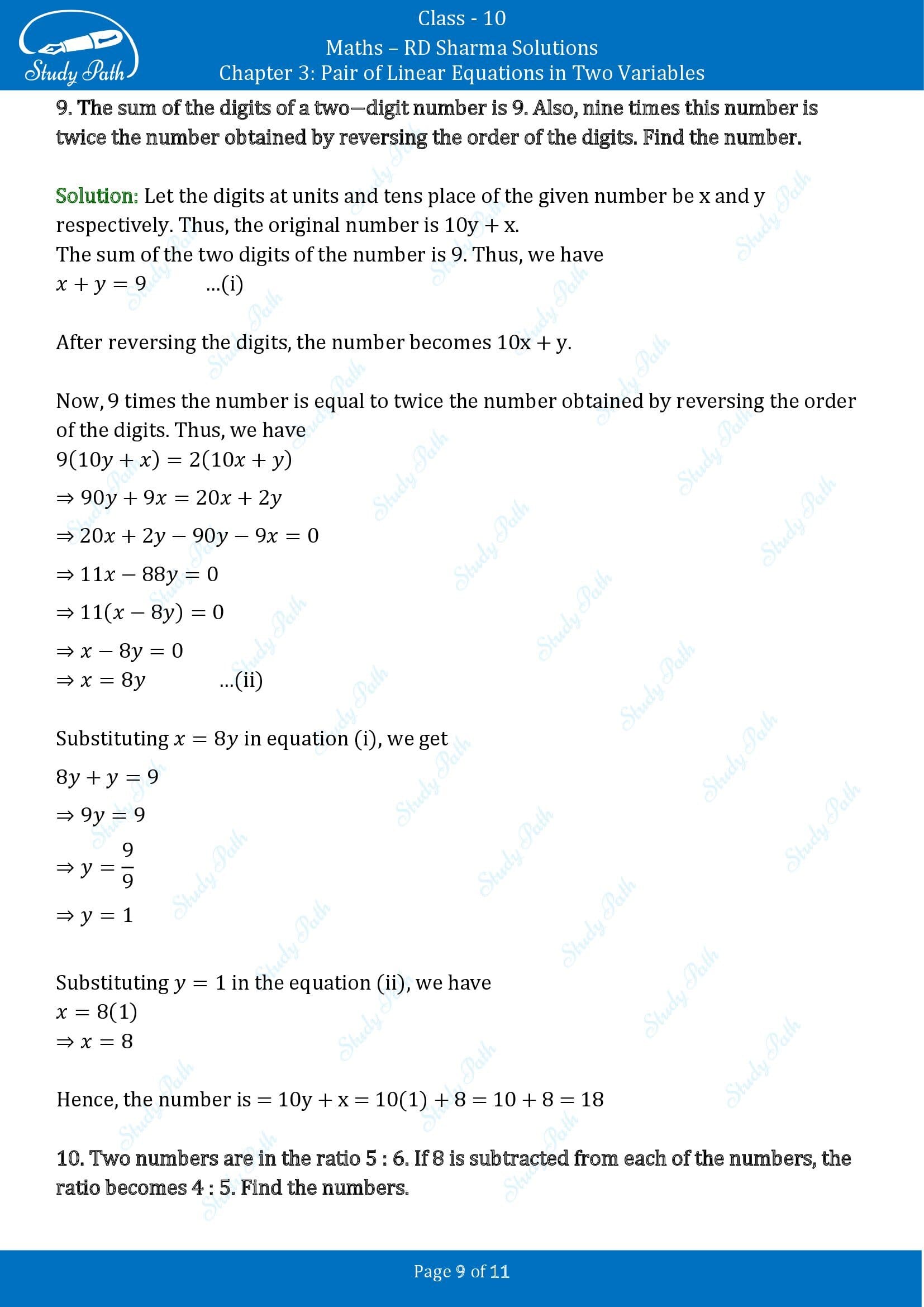 RD Sharma Solutions Class 10 Chapter 3 Pair of Linear Equations in Two Variables Exercise 3.6 00009