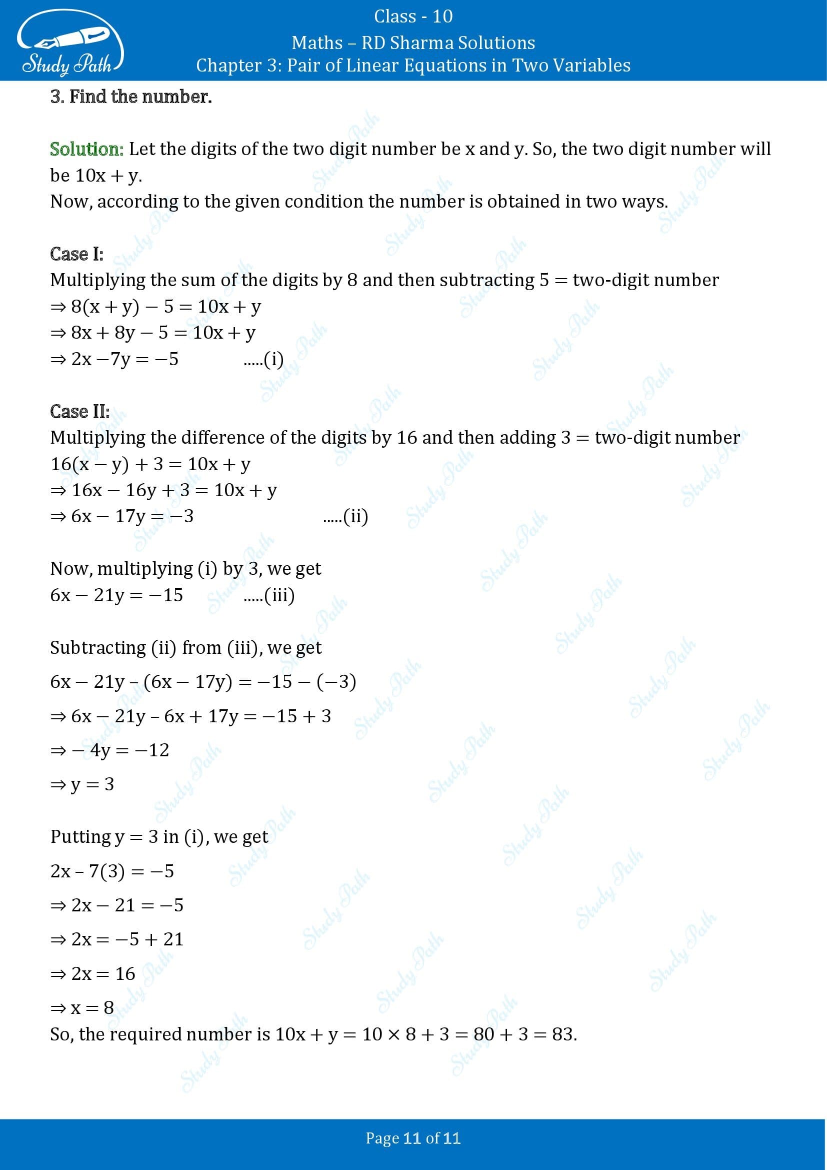 RD Sharma Solutions Class 10 Chapter 3 Pair of Linear Equations in Two Variables Exercise 3.6 00011