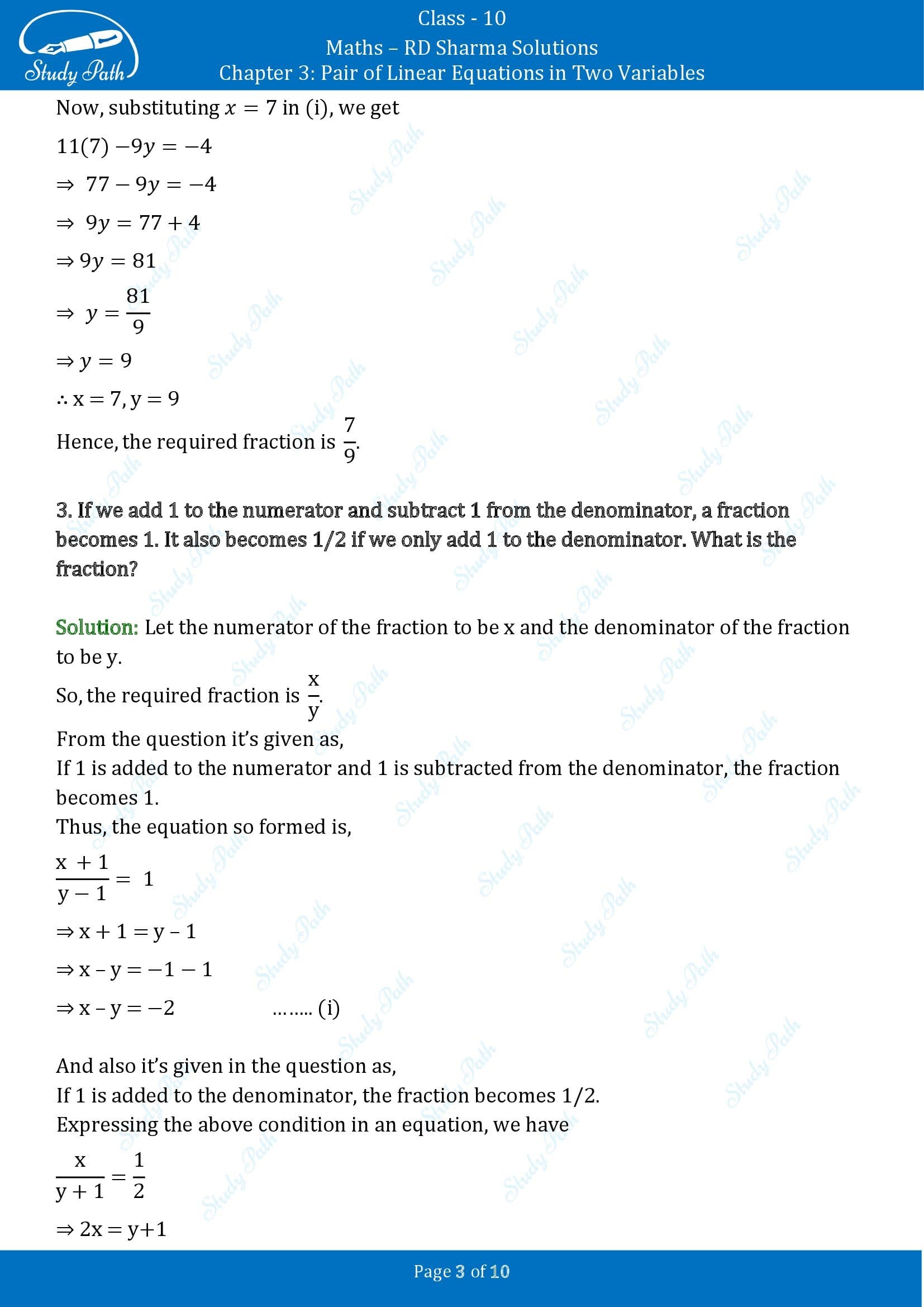 RD Sharma Solutions Class 10 Chapter 3 Pair of Linear Equations in Two Variables Exercise 3.7 00003