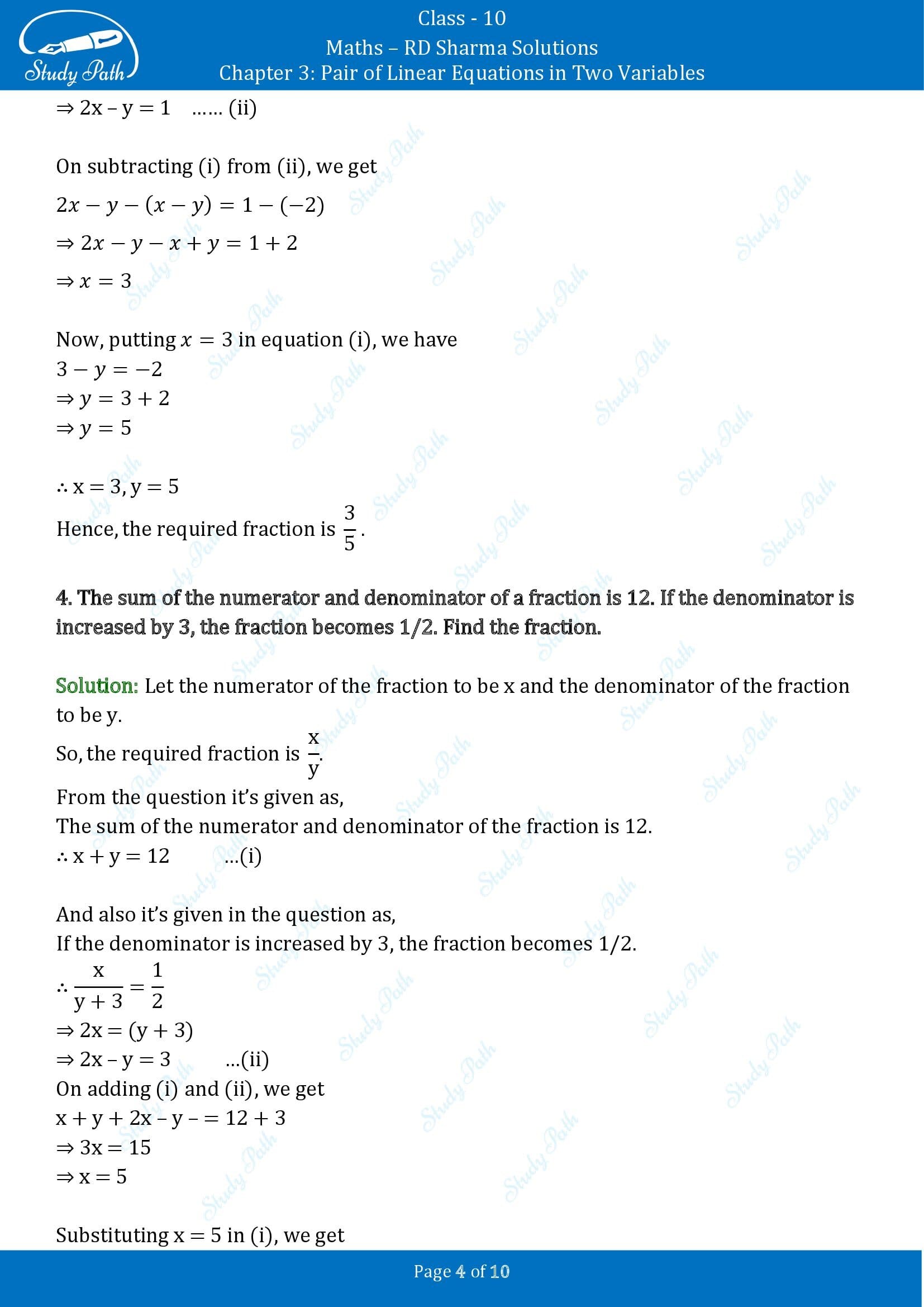 RD Sharma Solutions Class 10 Chapter 3 Pair of Linear Equations in Two Variables Exercise 3.7 00004