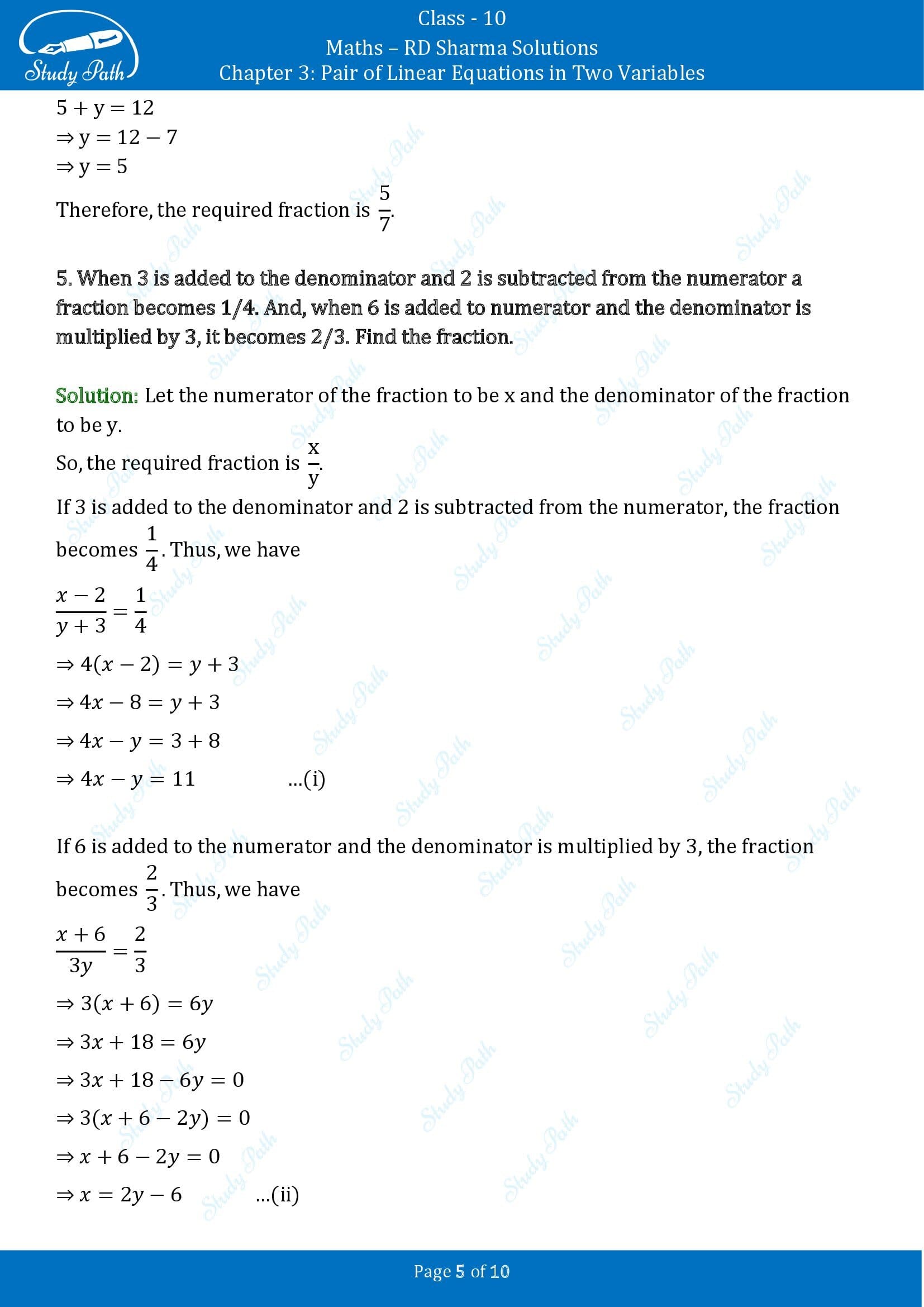 RD Sharma Solutions Class 10 Chapter 3 Pair of Linear Equations in Two Variables Exercise 3.7 00005