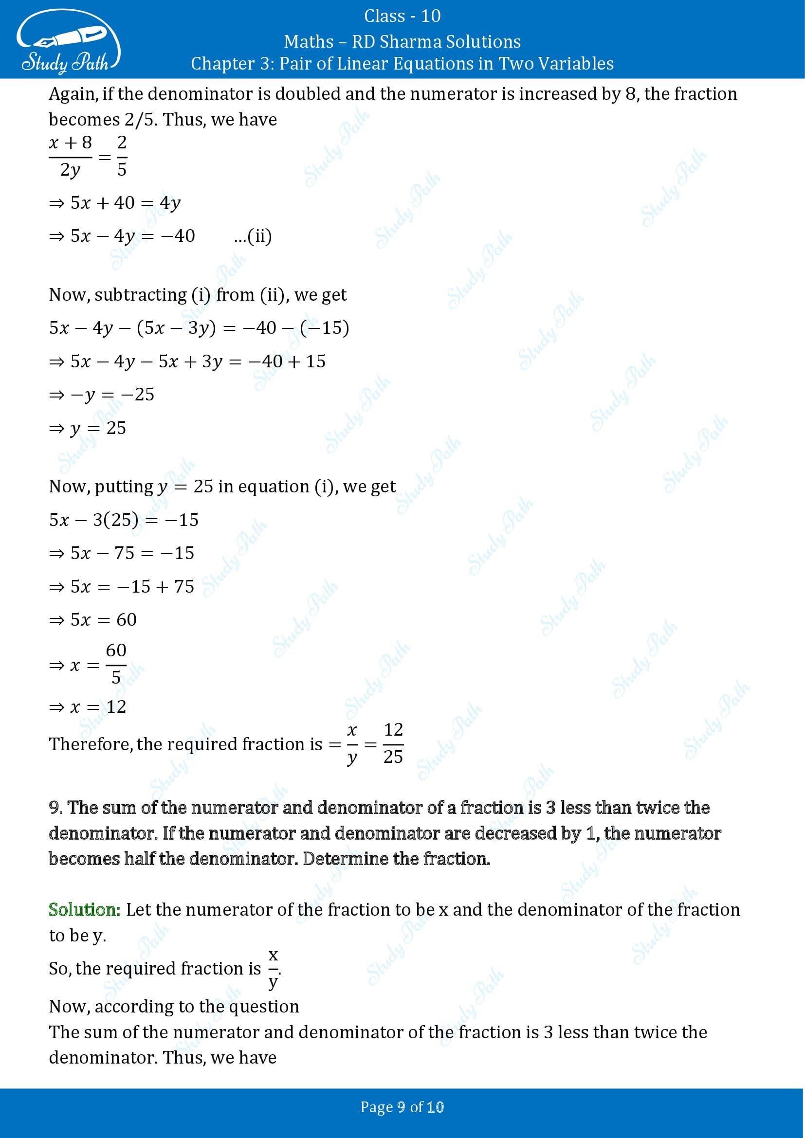 RD Sharma Solutions Class 10 Chapter 3 Pair of Linear Equations in Two Variables Exercise 3.7 00009