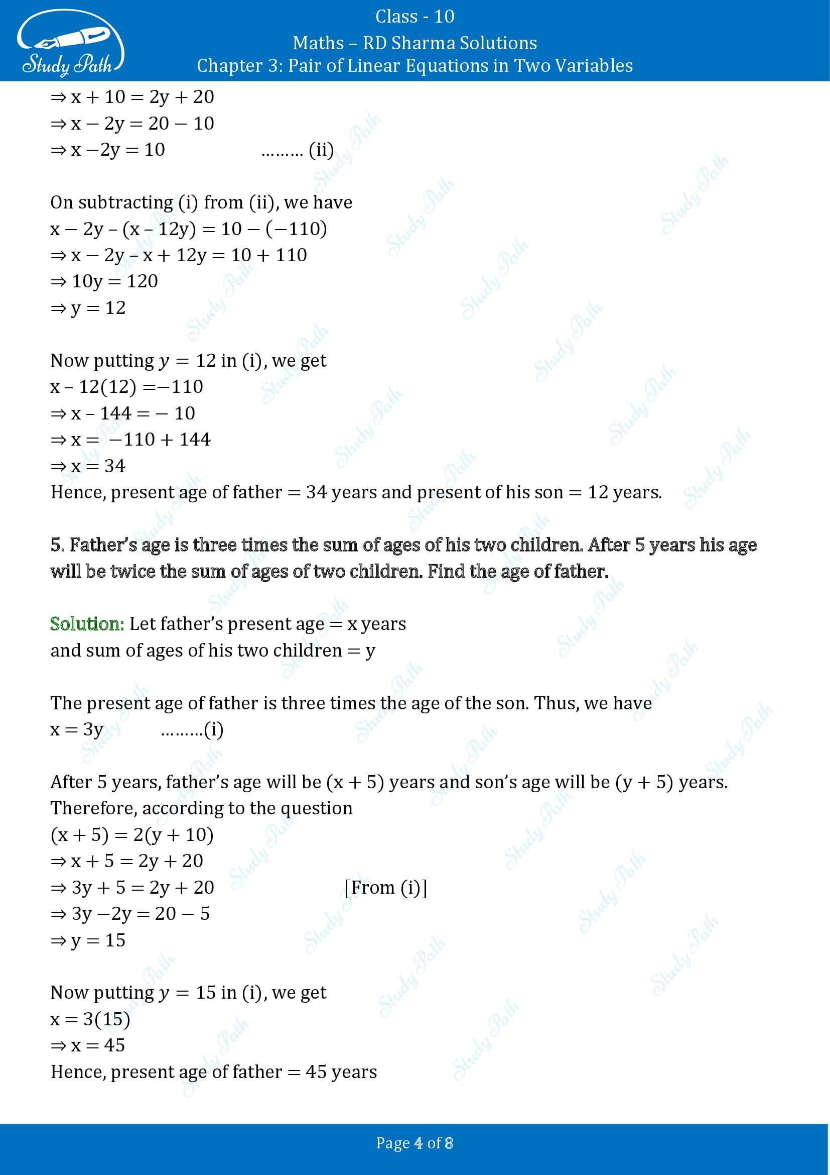 RD Sharma Solutions Class 10 Chapter 3 Pair of Linear Equations in Two Variables Exercise 3.8 00004