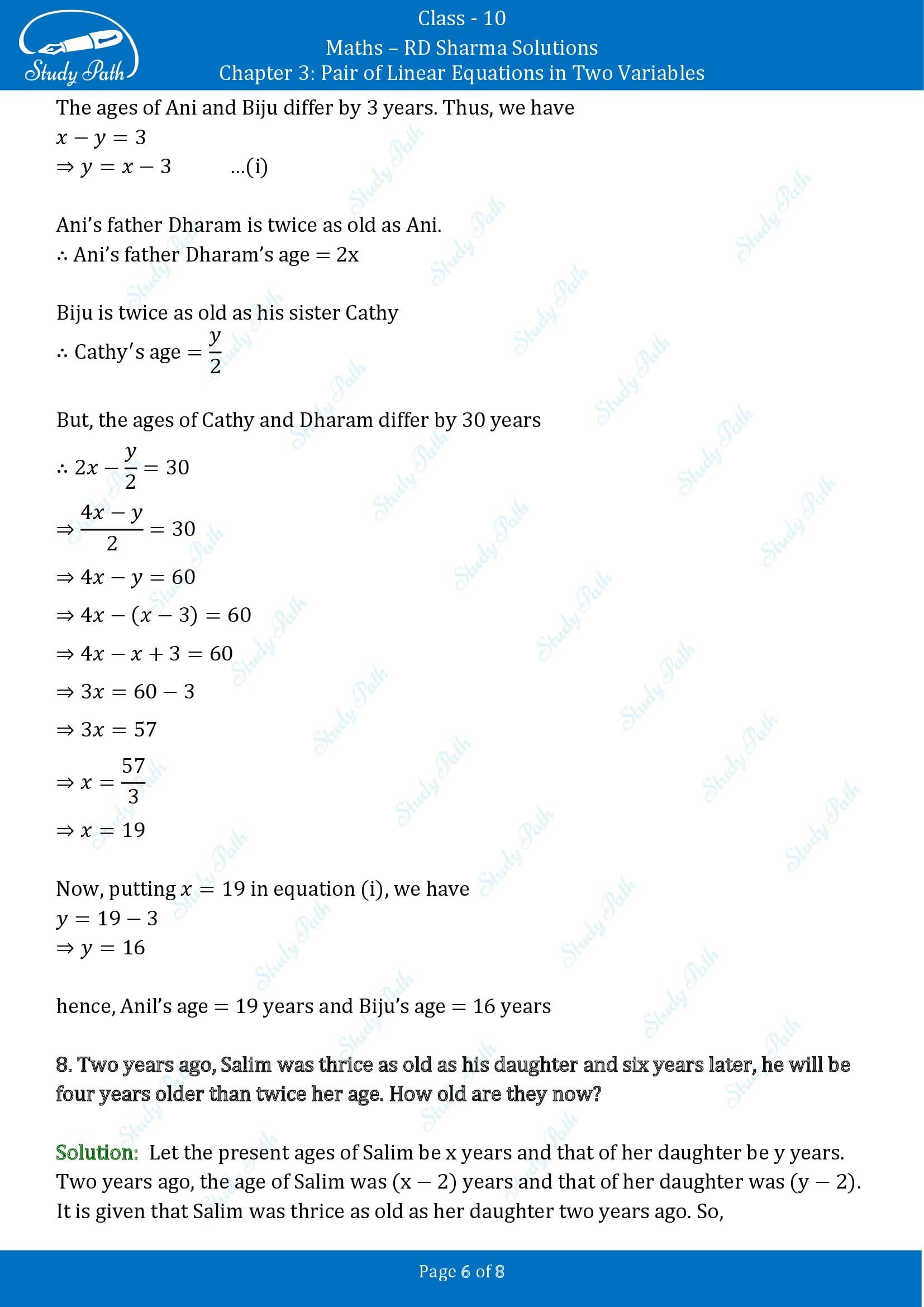 RD Sharma Solutions Class 10 Chapter 3 Pair of Linear Equations in Two Variables Exercise 3.8 00006