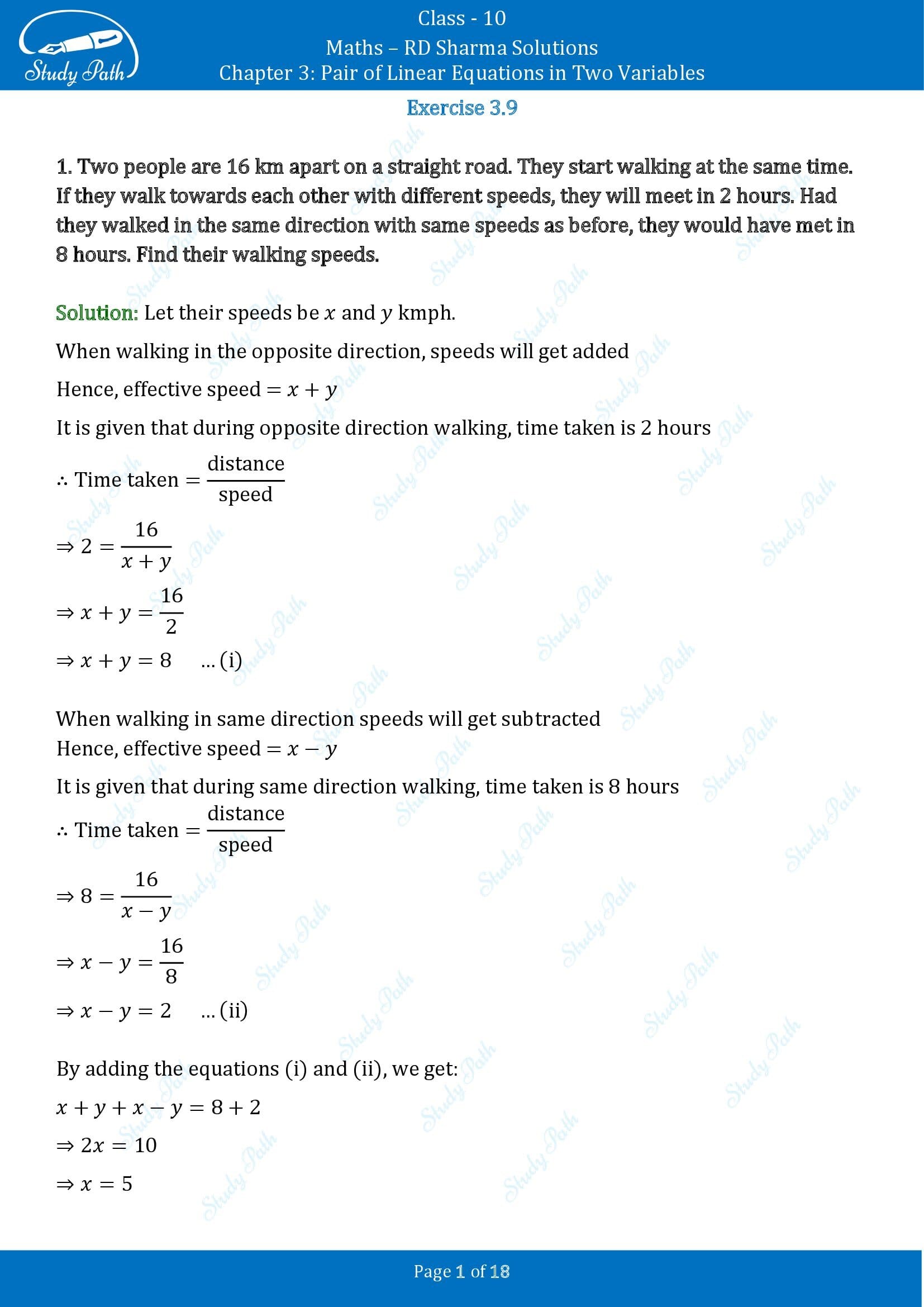 RD Sharma Solutions Class 10 Chapter 3 Pair of Linear Equations in Two Variables Exercise 3.9 00001