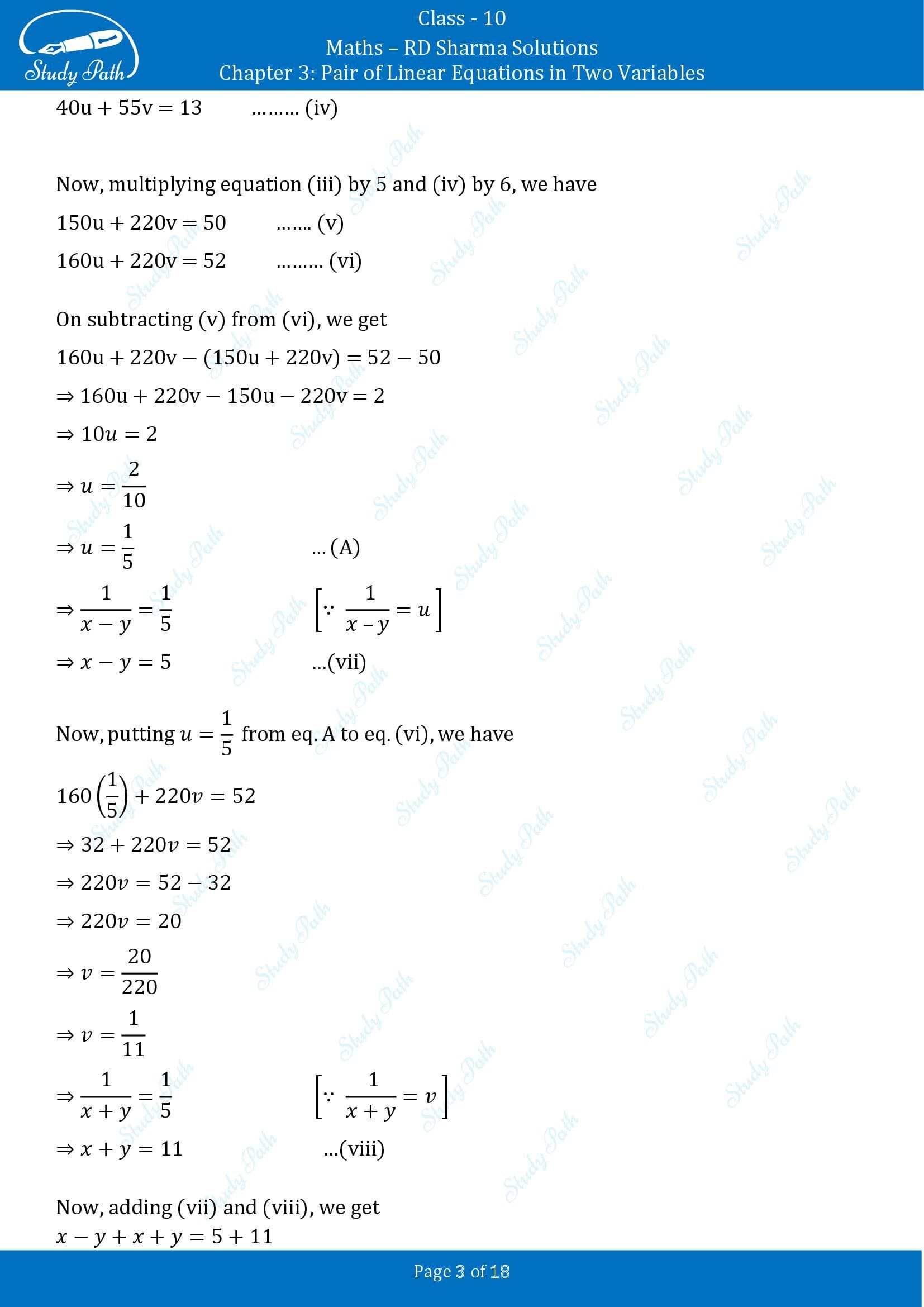 RD Sharma Solutions Class 10 Chapter 3 Pair of Linear Equations in Two Variables Exercise 3.9 00003