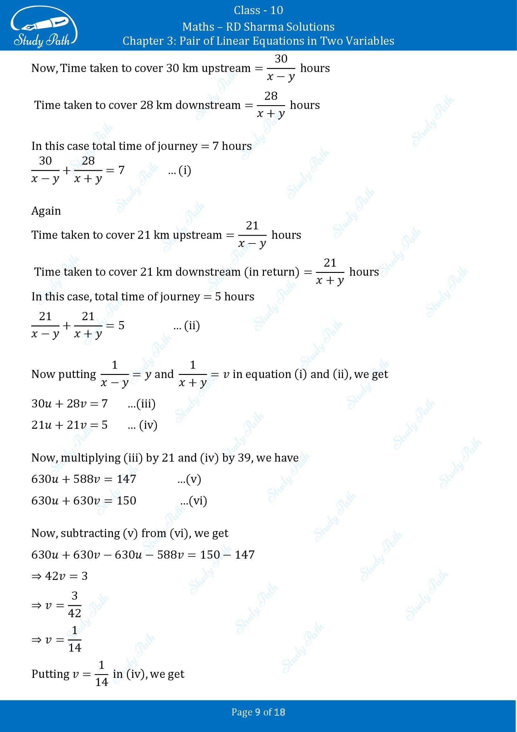 RD Sharma Solutions Class 10 Chapter 3 Pair of Linear Equations in Two Variables Exercise 3.9 00009