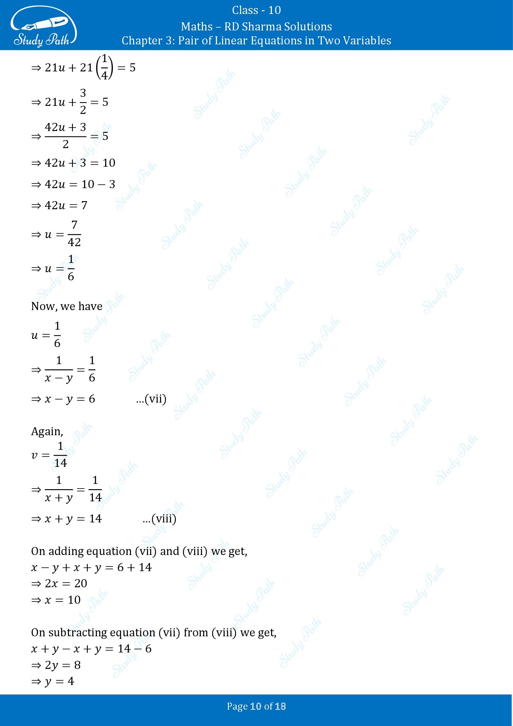 RD Sharma Solutions Class 10 Chapter 3 Pair of Linear Equations in Two Variables Exercise 3.9 00010