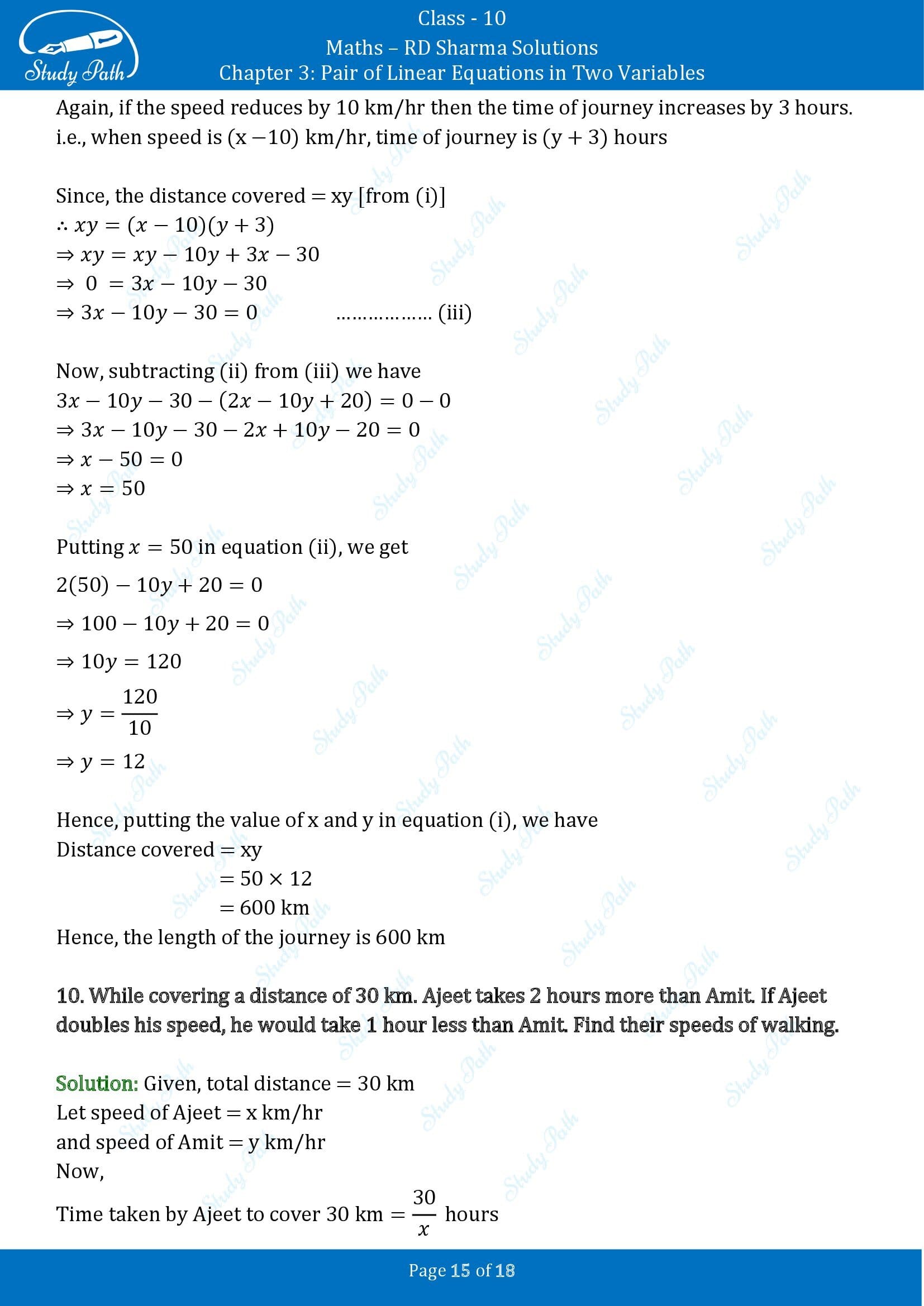 RD Sharma Solutions Class 10 Chapter 3 Pair of Linear Equations in Two Variables Exercise 3.9 00015