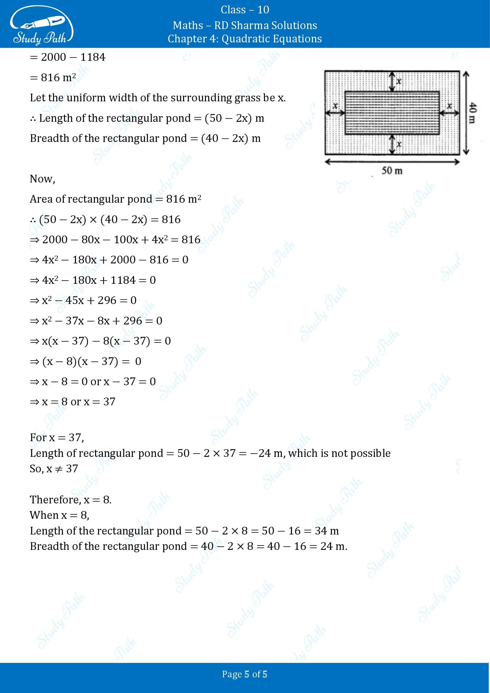 RD Sharma Solutions Class 10 Chapter 4 Quadratic Equations Exercise 4.10 00005