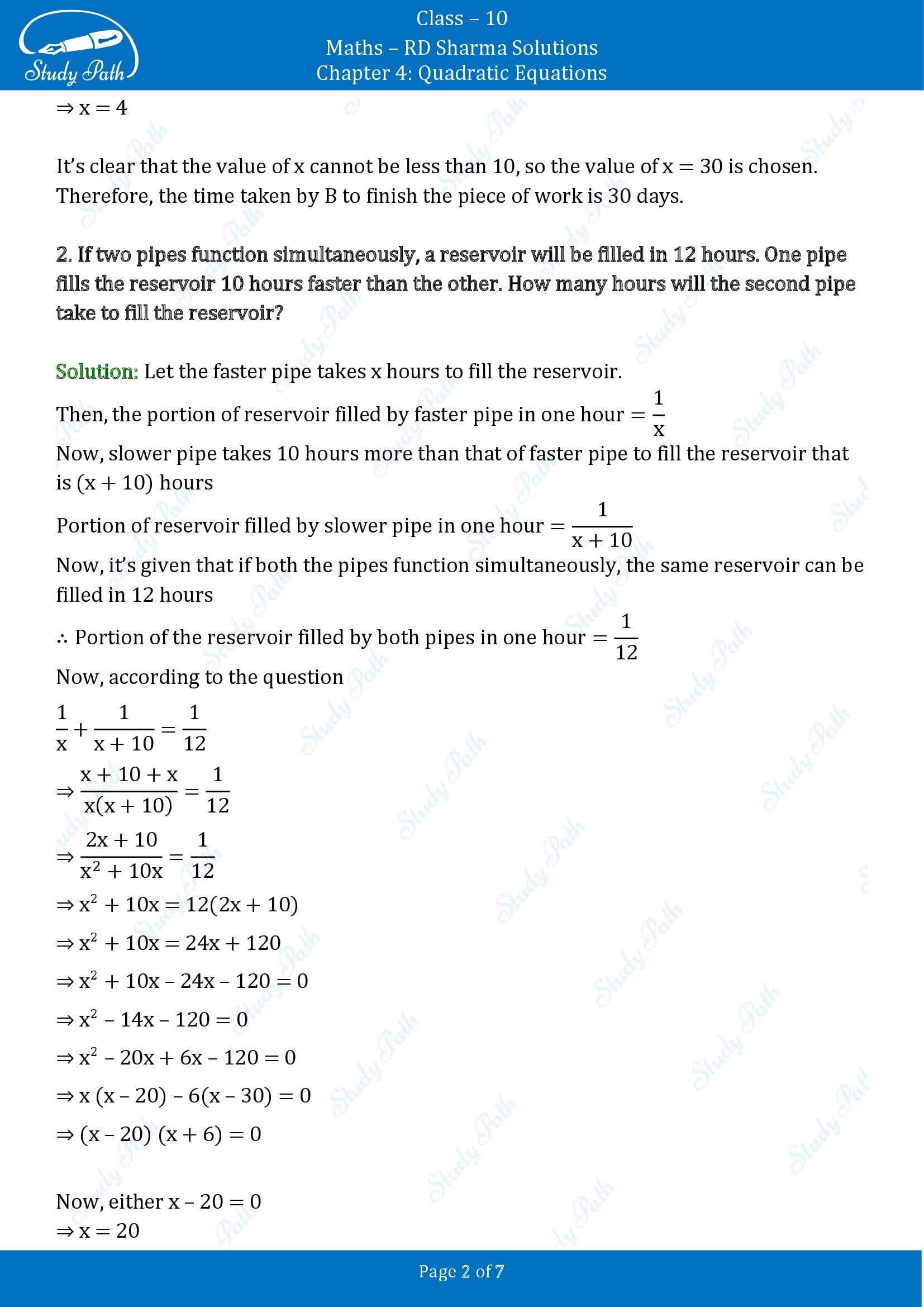 RD Sharma Solutions Class 10 Chapter 4 Quadratic Equations Exercise 4.11 00002