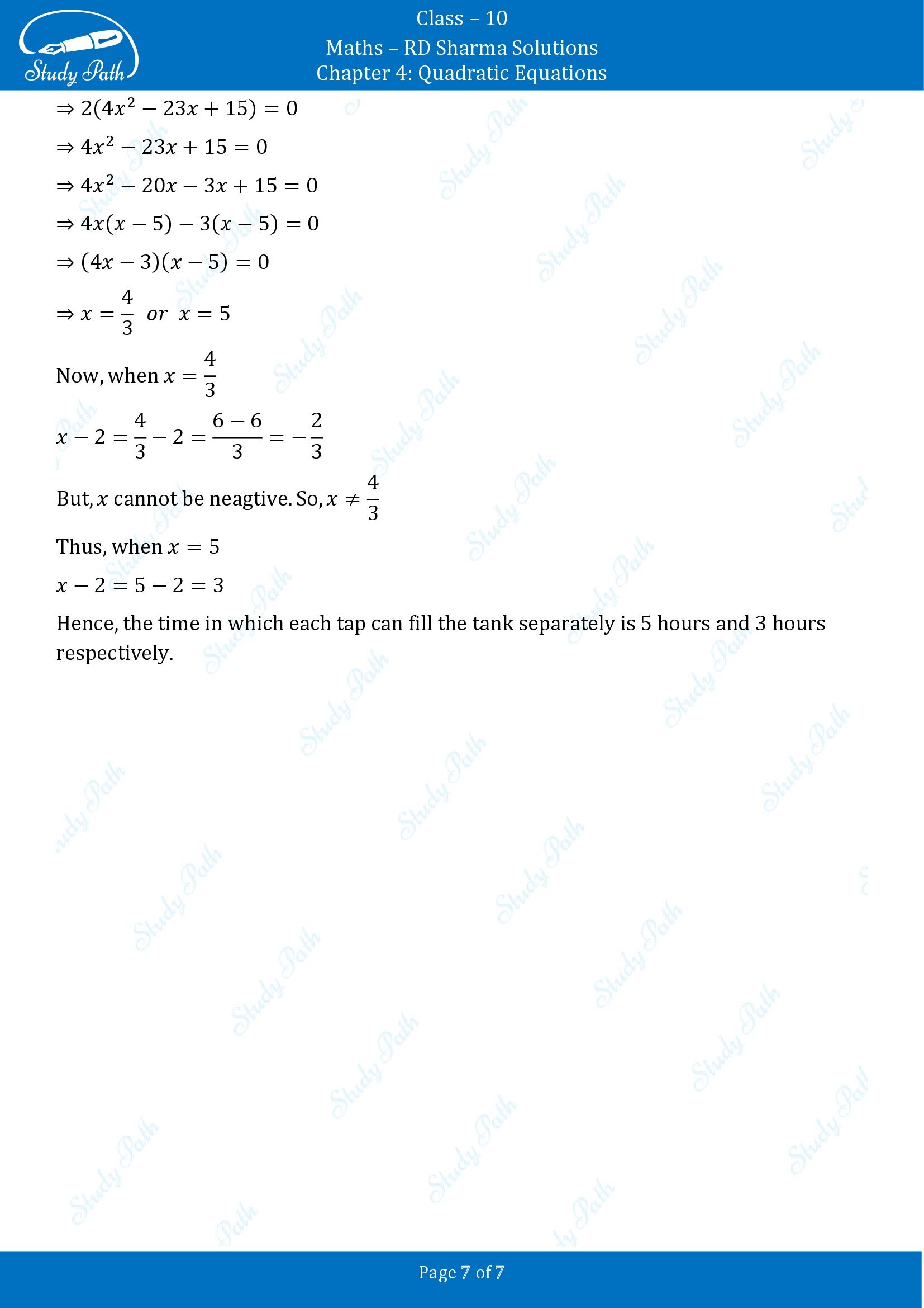 RD Sharma Solutions Class 10 Chapter 4 Quadratic Equations Exercise 4.11 00007