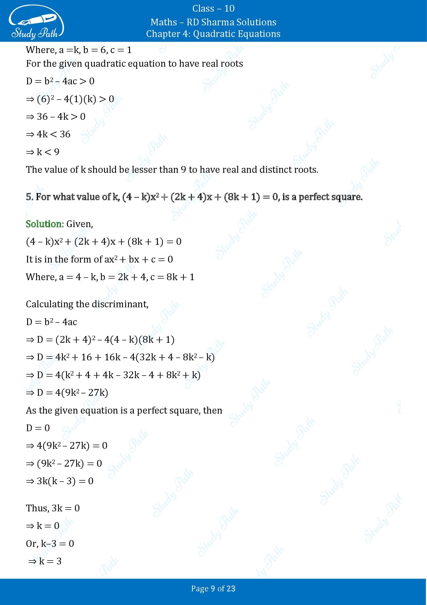 RD Sharma Solutions Class 10 Chapter 4 Quadratic Equations Exercise 4.5 00009