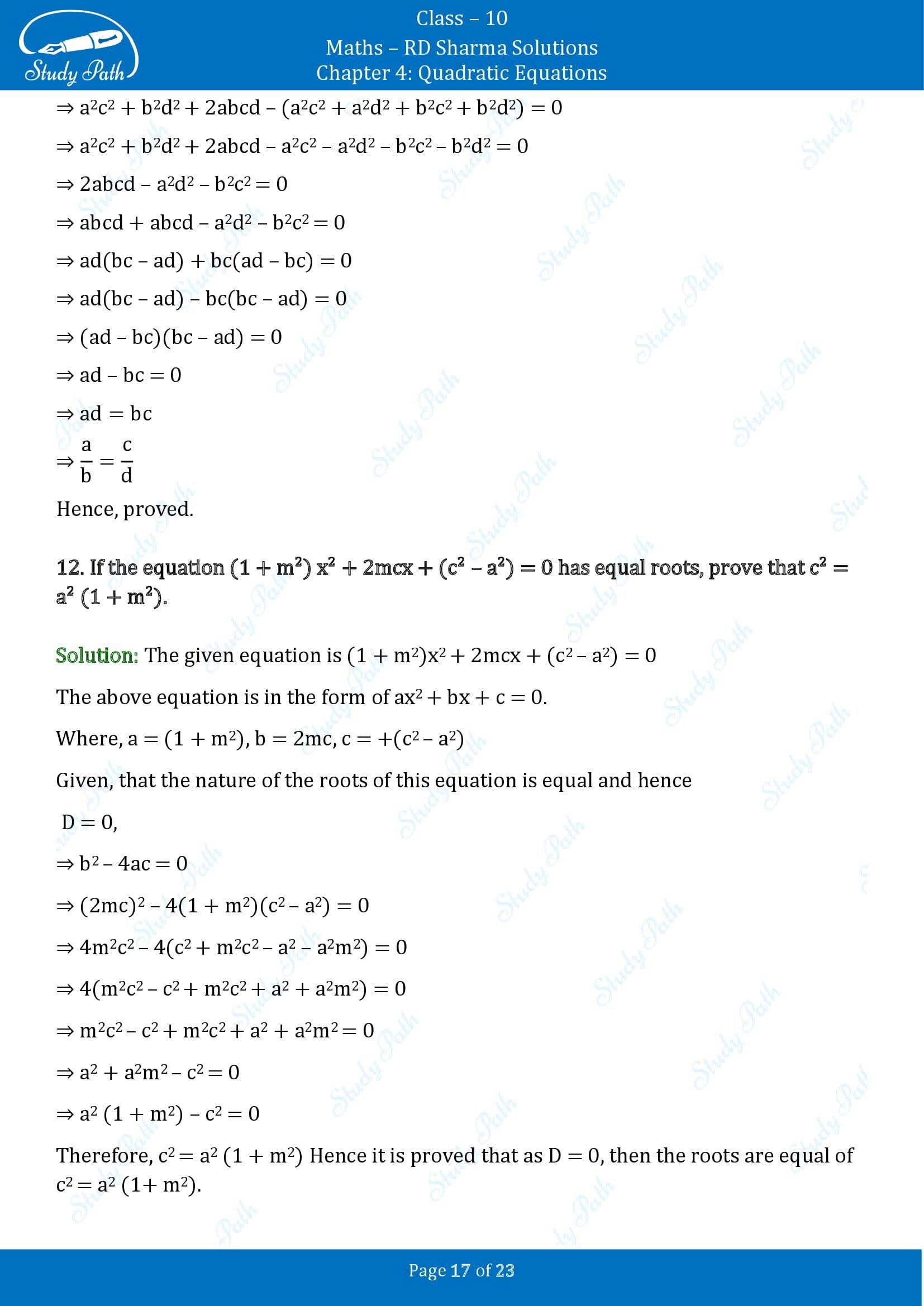 RD Sharma Solutions Class 10 Chapter 4 Quadratic Equations Exercise 4.5 00017