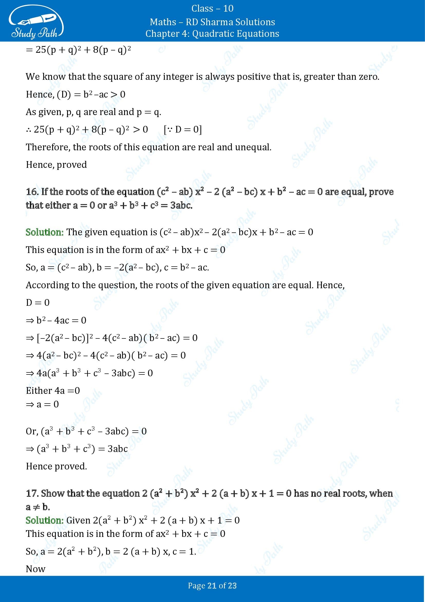 RD Sharma Solutions Class 10 Chapter 4 Quadratic Equations Exercise 4.5 00021