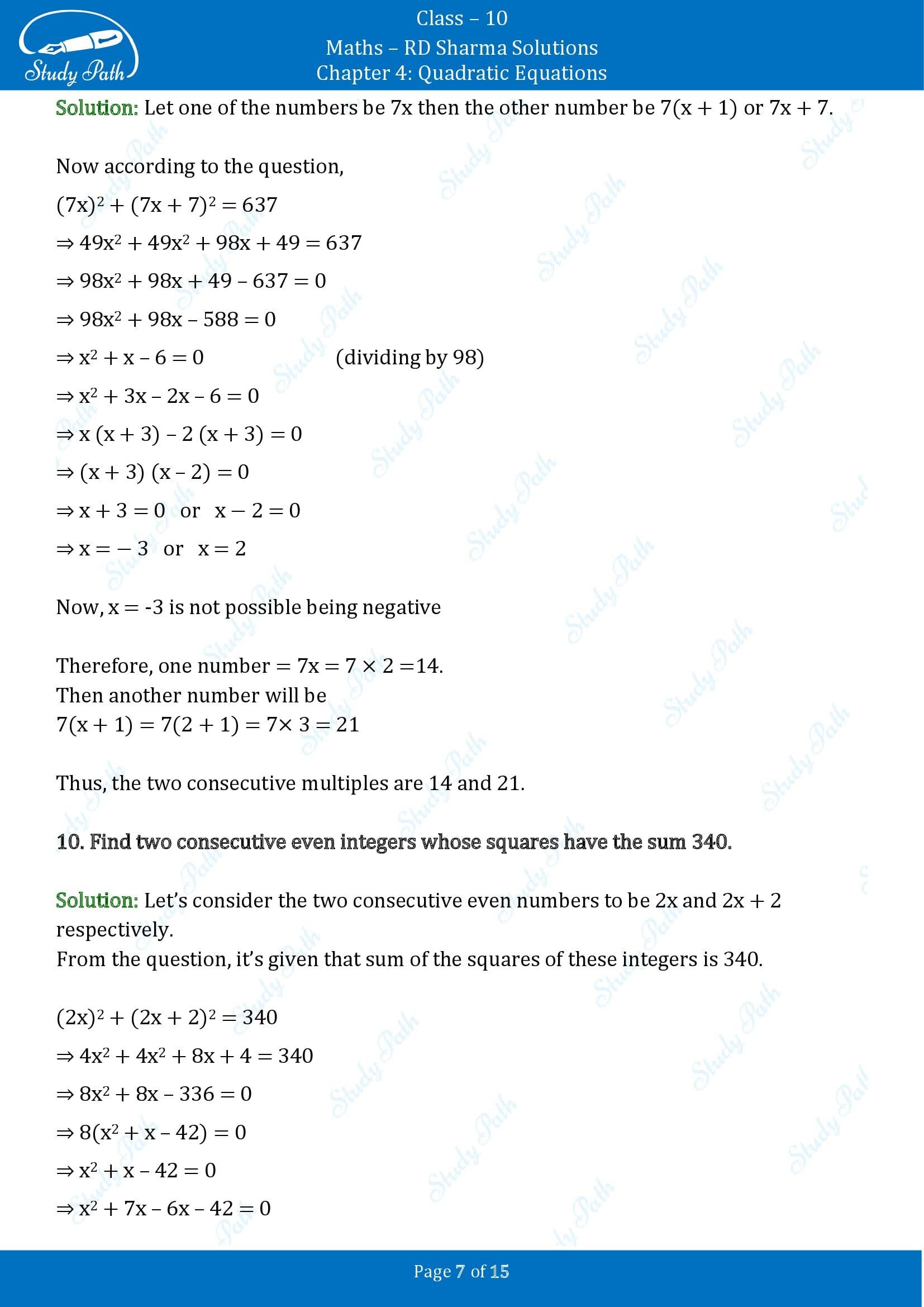 RD Sharma Solutions Class 10 Chapter 4 Quadratic Equations Exercise 4.6 00007