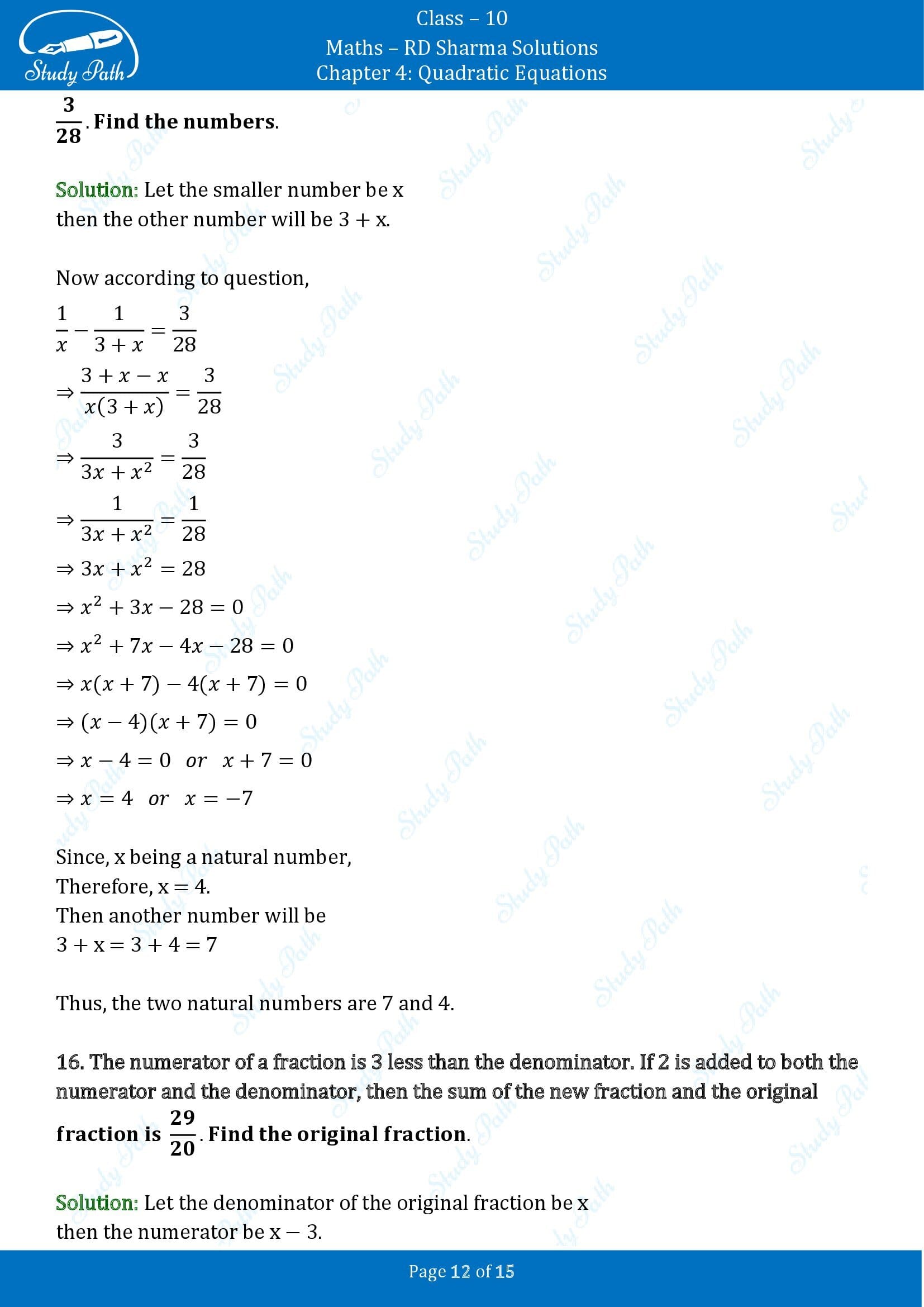 RD Sharma Solutions Class 10 Chapter 4 Quadratic Equations Exercise 4.6 00012