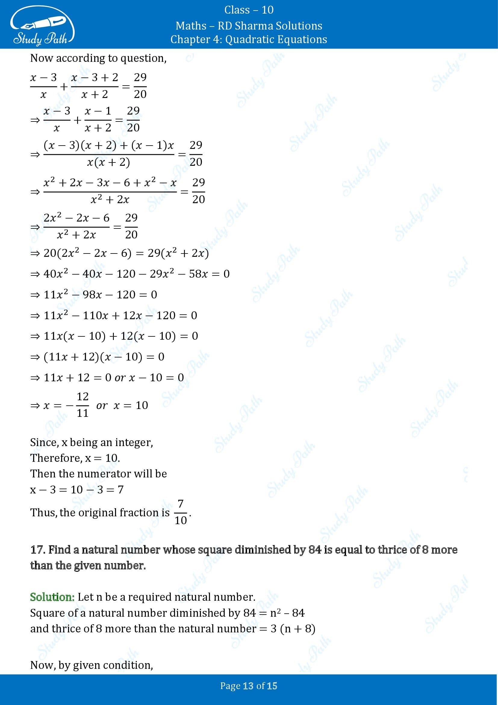 RD Sharma Solutions Class 10 Chapter 4 Quadratic Equations Exercise 4.6 00013