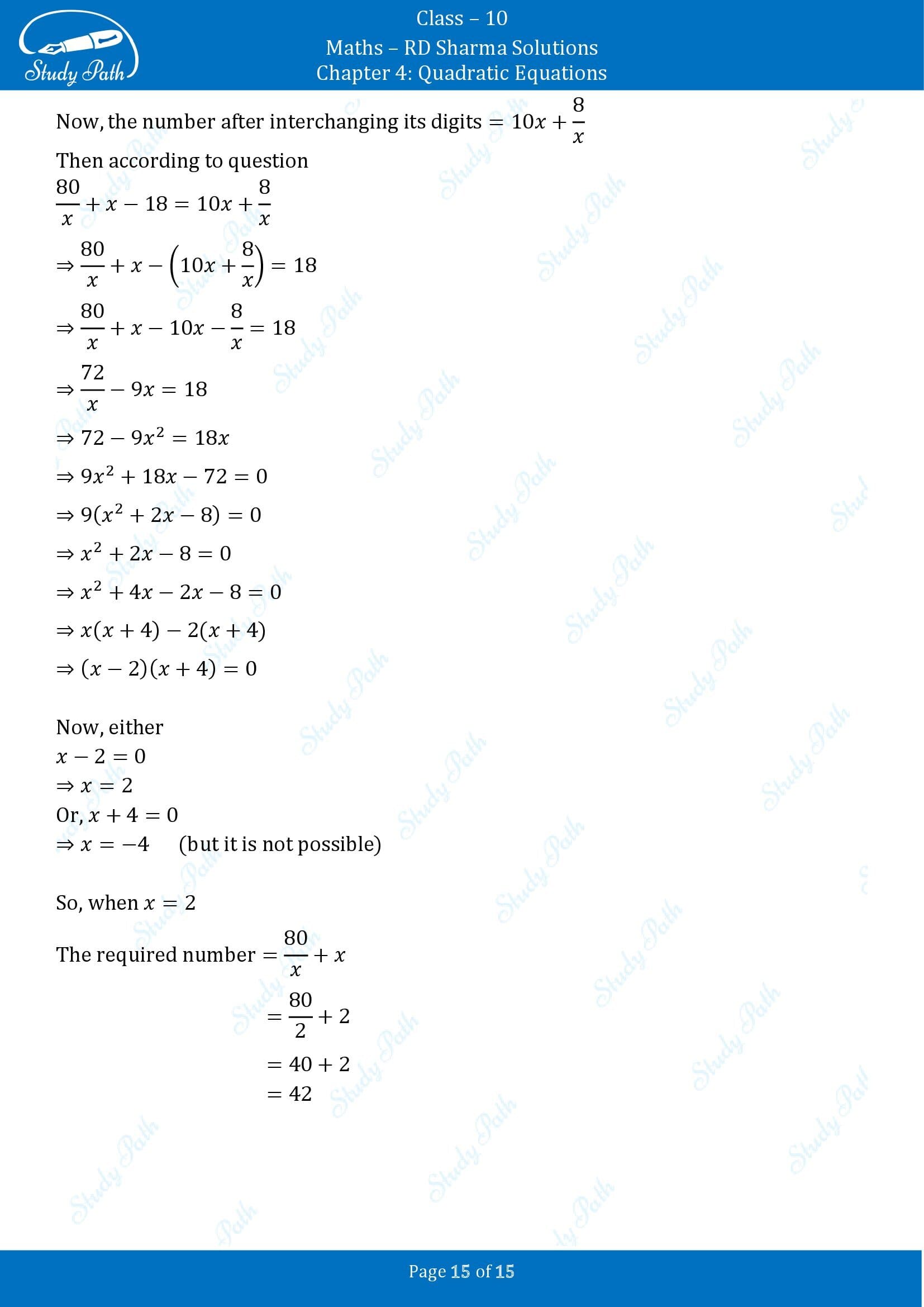 RD Sharma Solutions Class 10 Chapter 4 Quadratic Equations Exercise 4.6 00015