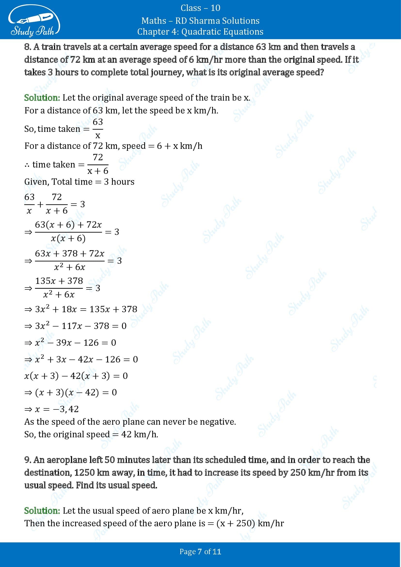 RD Sharma Solutions Class 10 Chapter 4 Quadratic Equations Exercise 4.7 00007