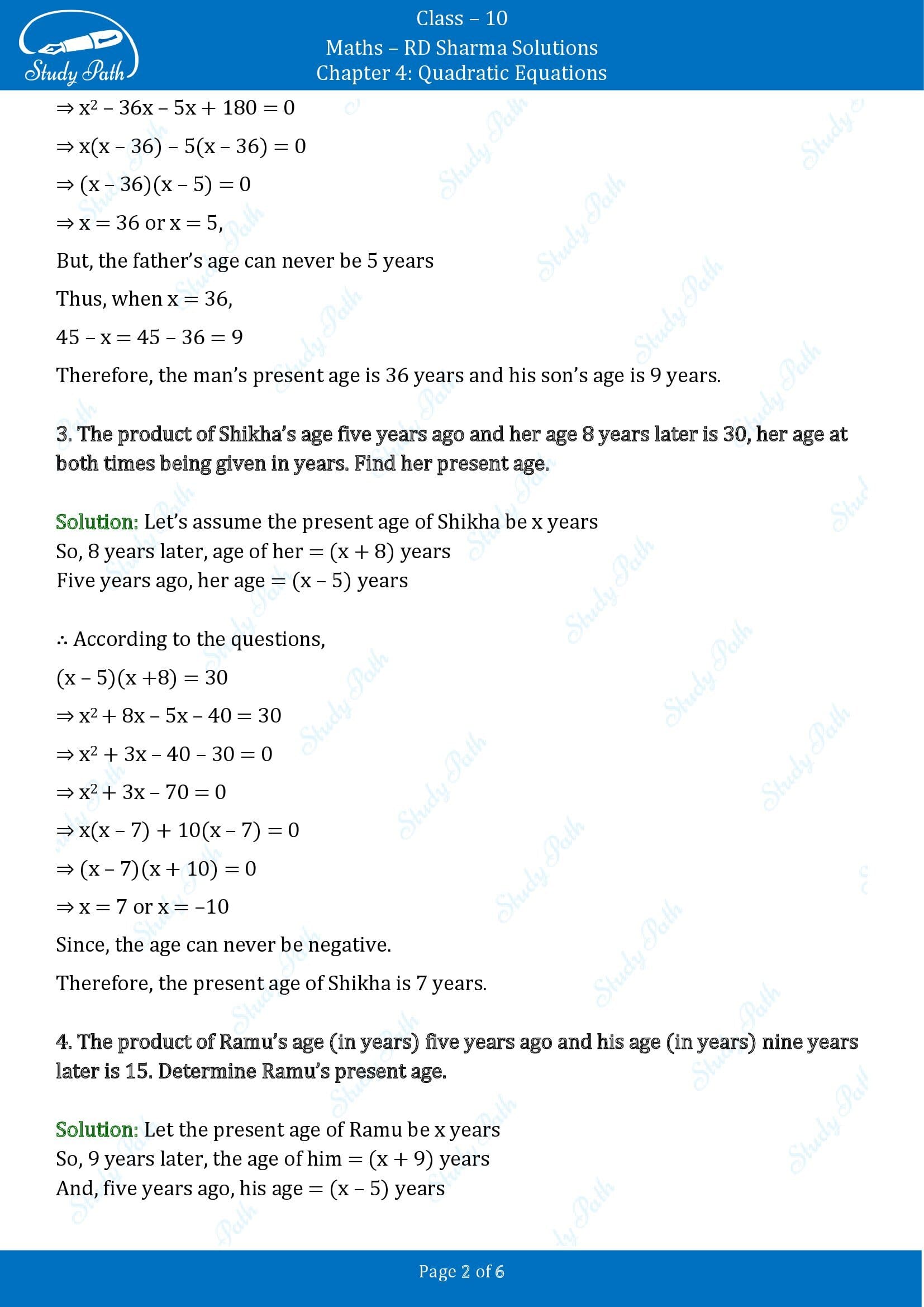 RD Sharma Solutions Class 10 Chapter 4 Quadratic Equations Exercise 4.8 00002